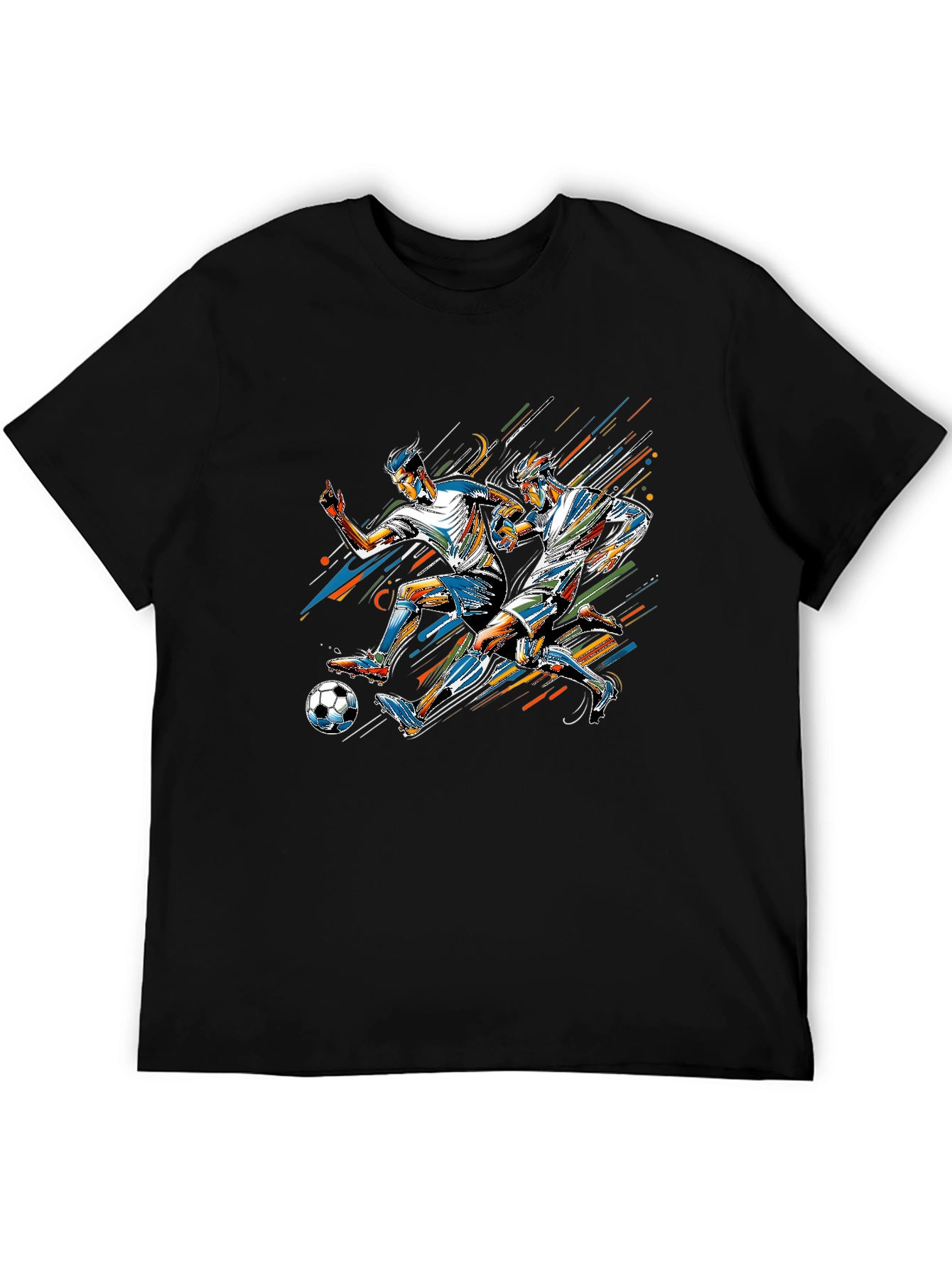Soccer Player Graphic Print Black T-Shirt