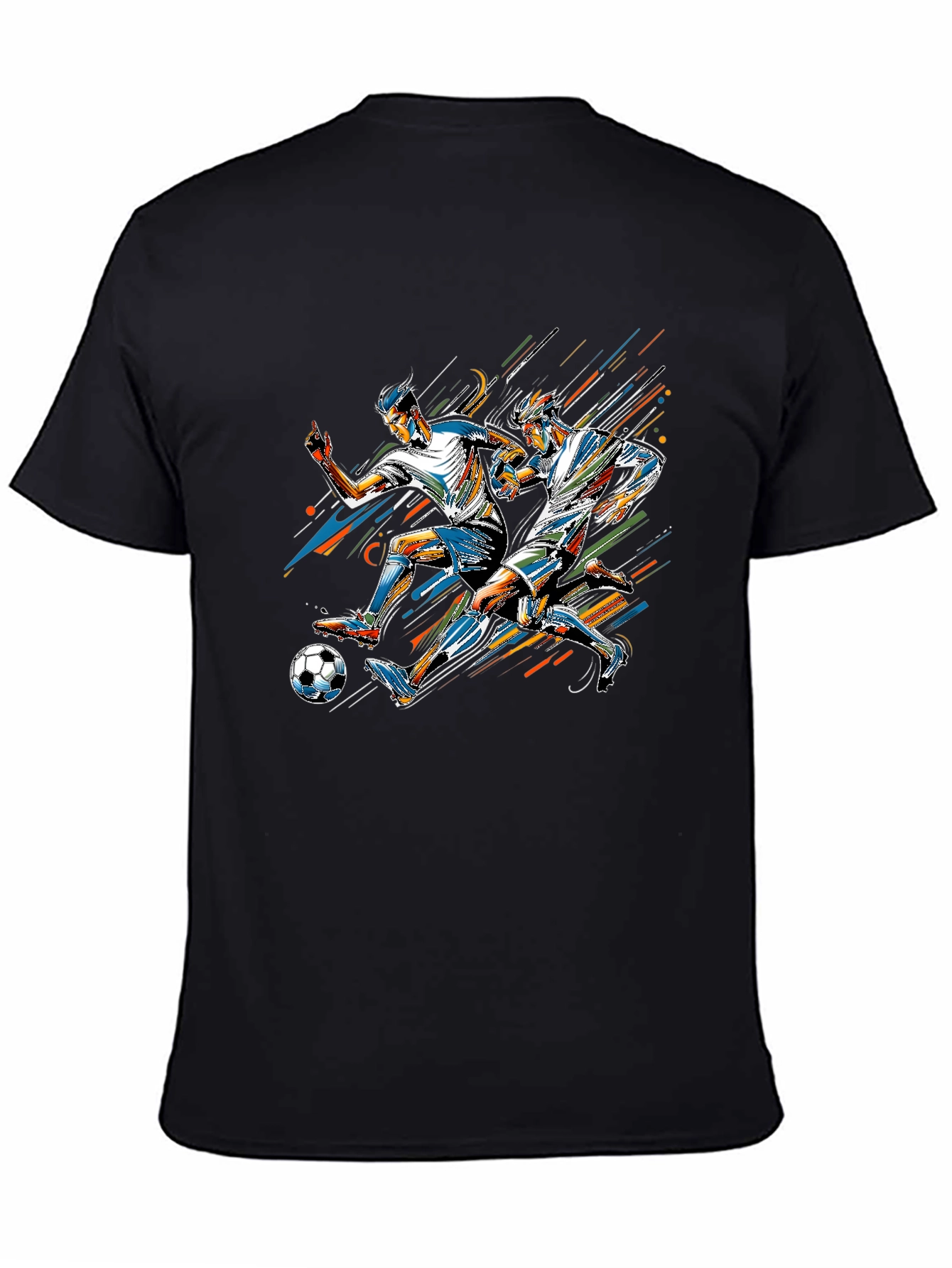Soccer Player Graphic Print Black T-Shirt