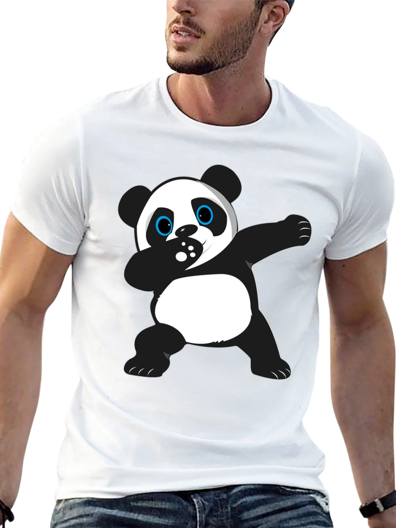 Dabbing Panda Graphic Tee - Black Cotton T-Shirt