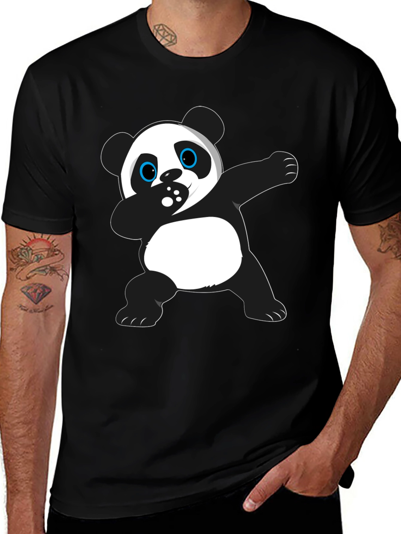 Dabbing Panda Graphic Tee - Black Cotton T-Shirt