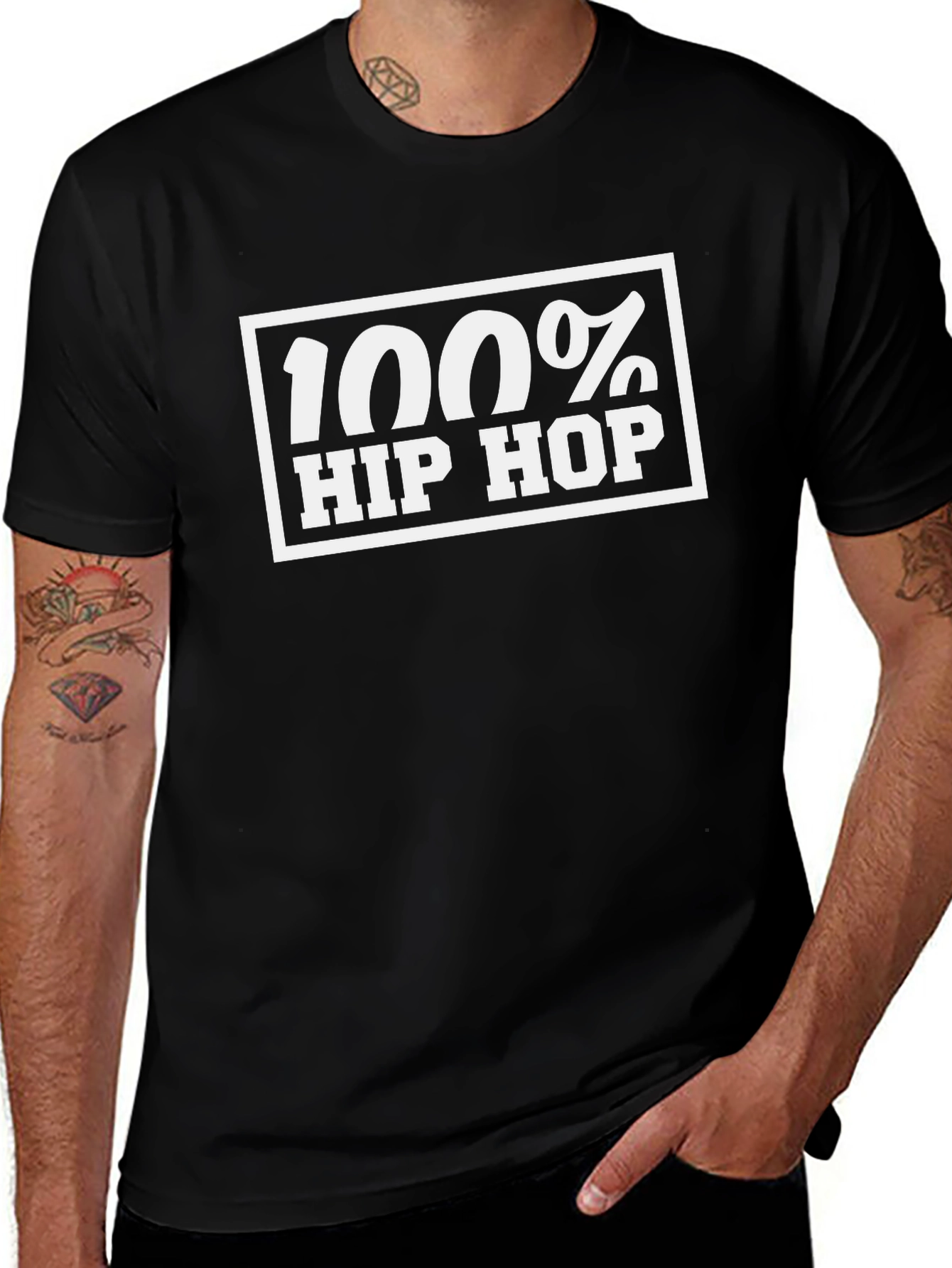 100% Hip Hop Graphic Tee - Classic Black T-Shirt