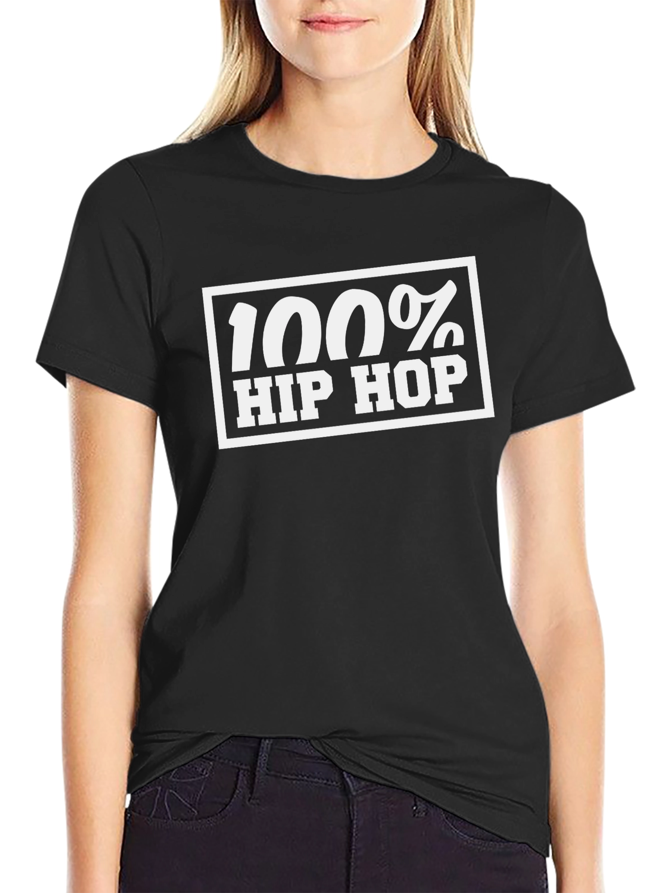 100% Hip Hop Graphic Tee - Classic Black T-Shirt