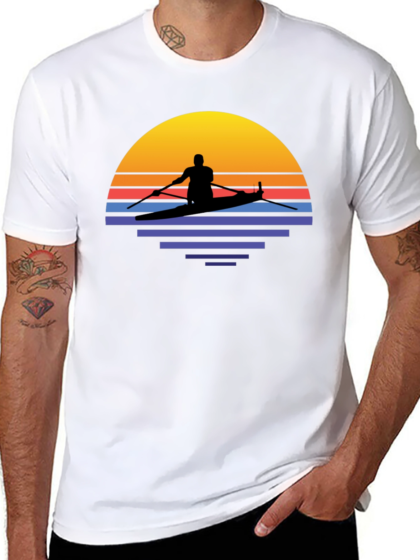 Sunset Kayak T-Shirt - Retro Style
