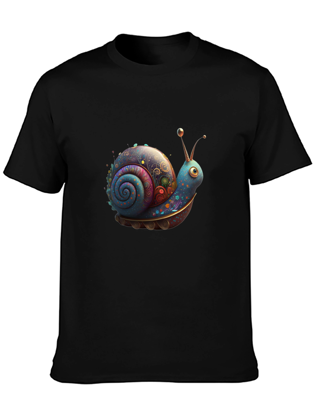 Artistic Snail Graphic Black T-Shirt