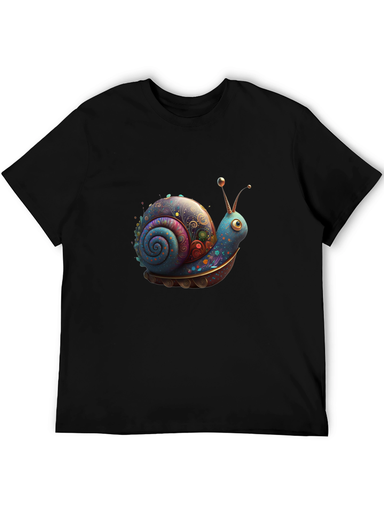 Artistic Snail Graphic Black T-Shirt