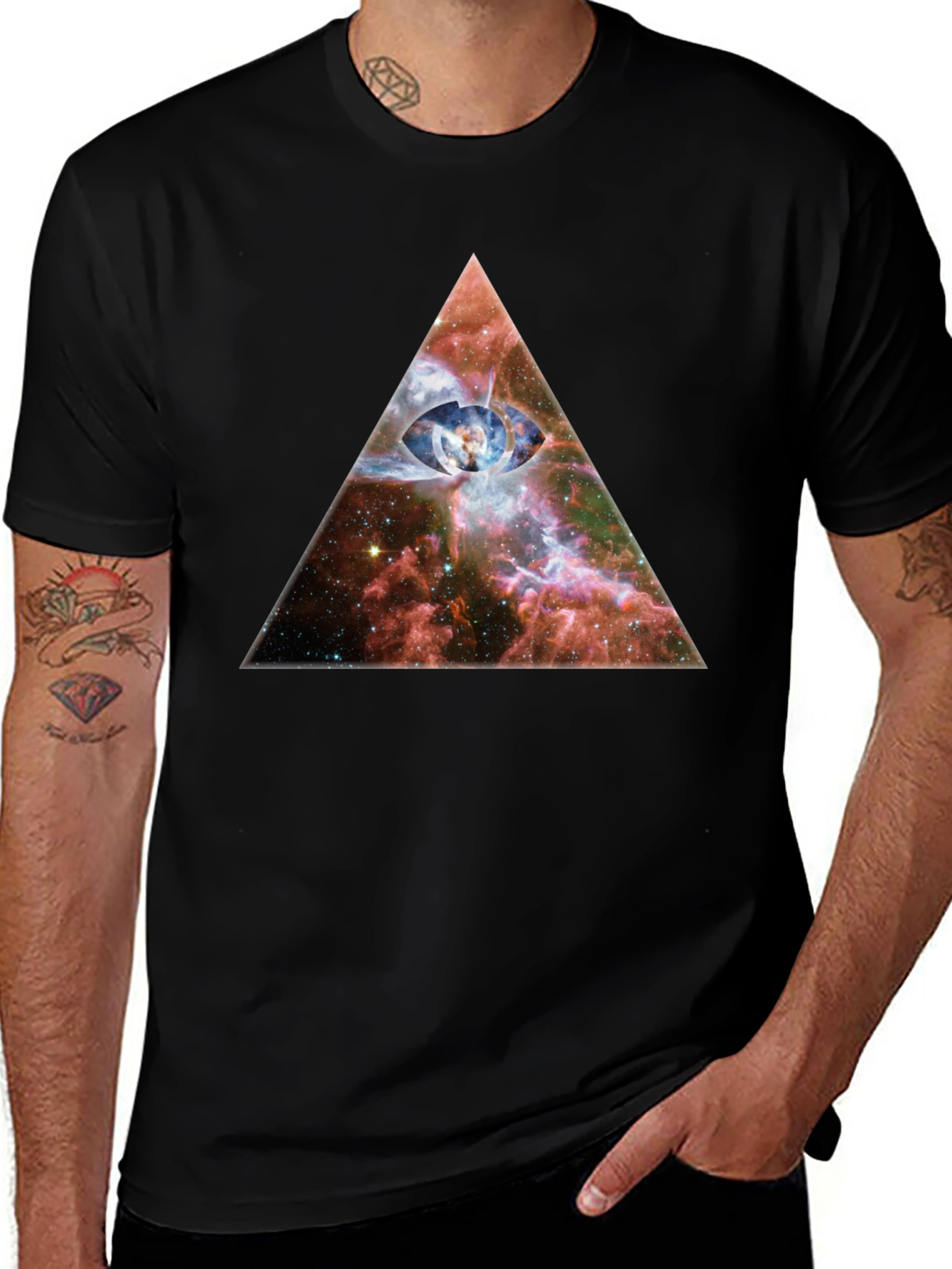 Cosmic Eye Pyramid Graphic T-Shirt