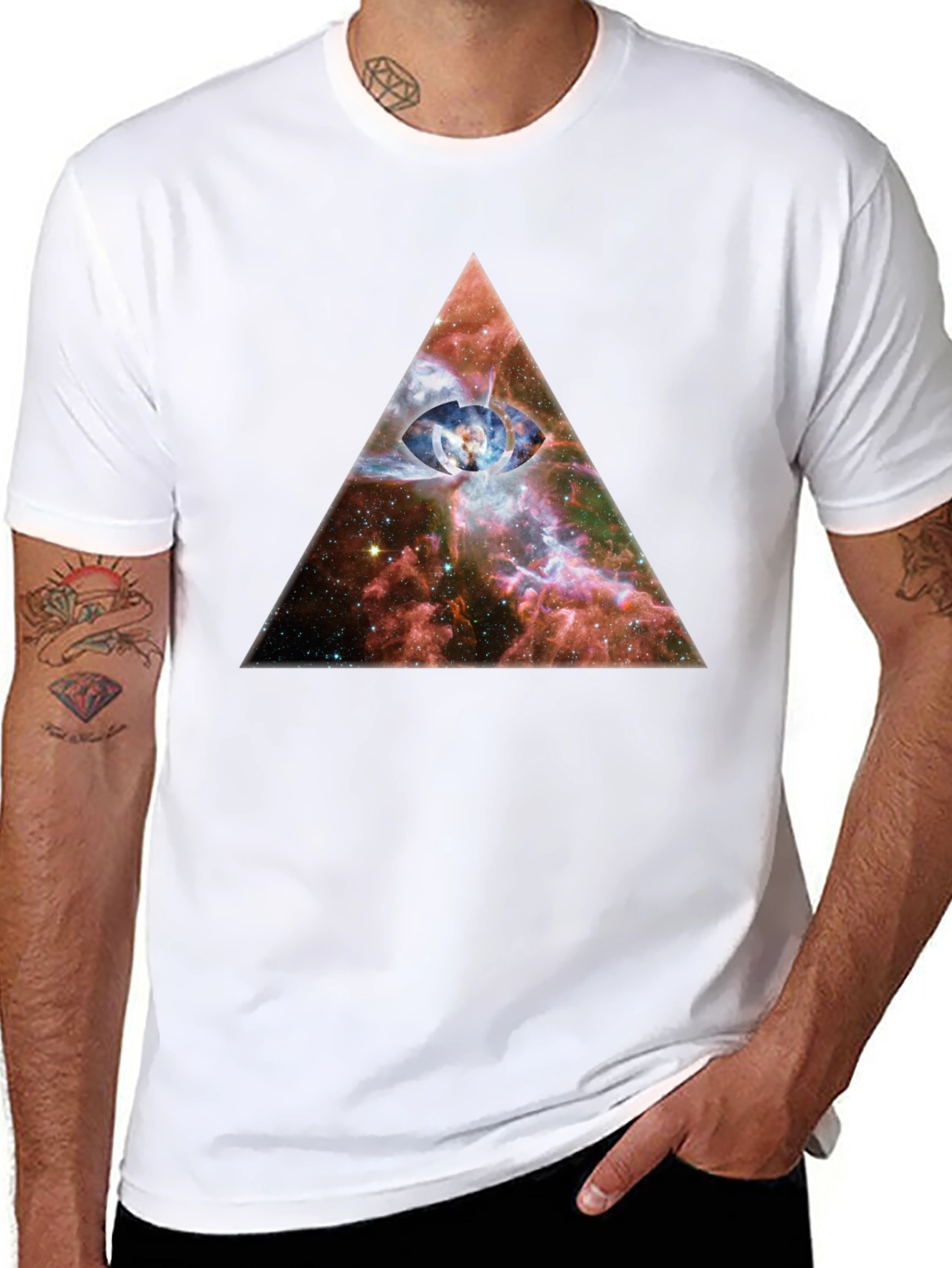 Cosmic Eye Pyramid Graphic T-Shirt