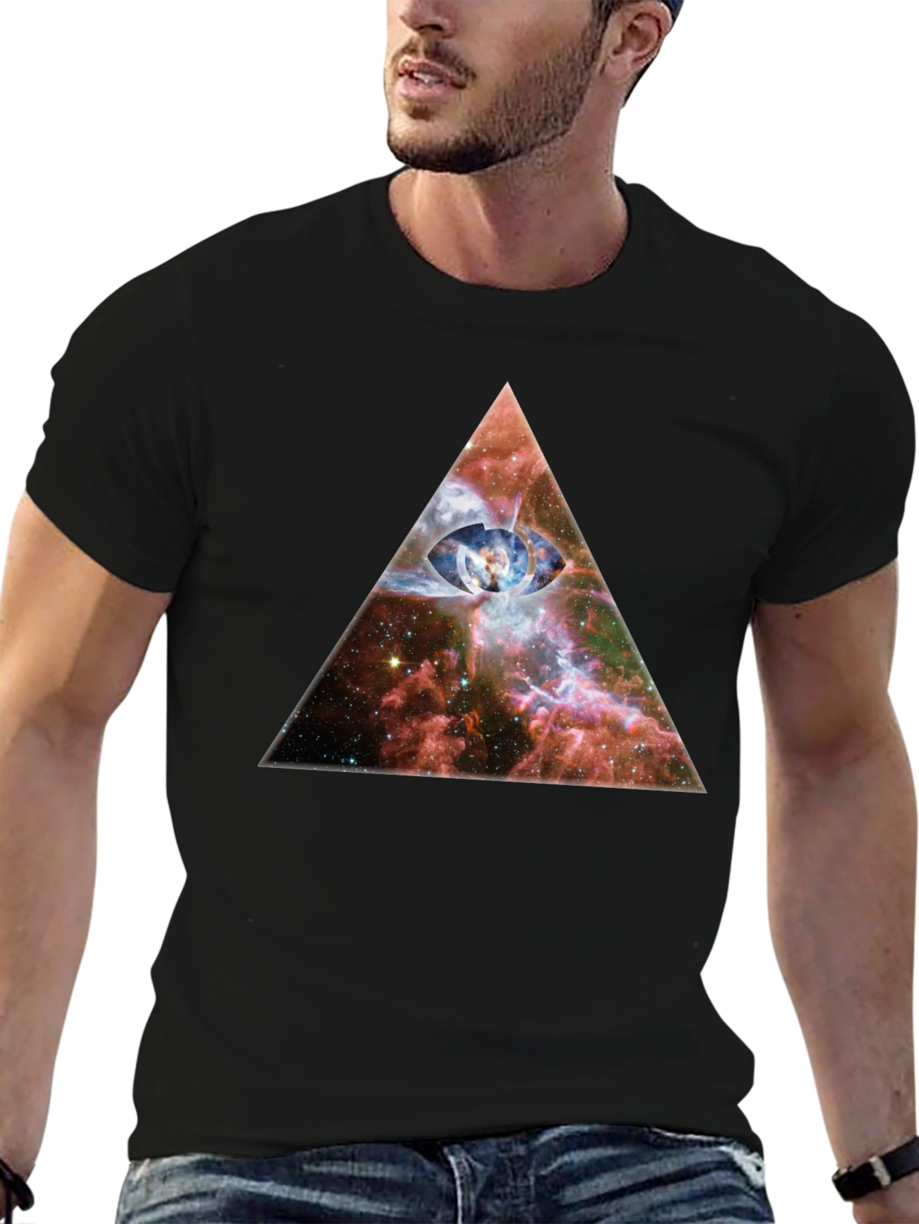 Cosmic Eye Pyramid Graphic T-Shirt