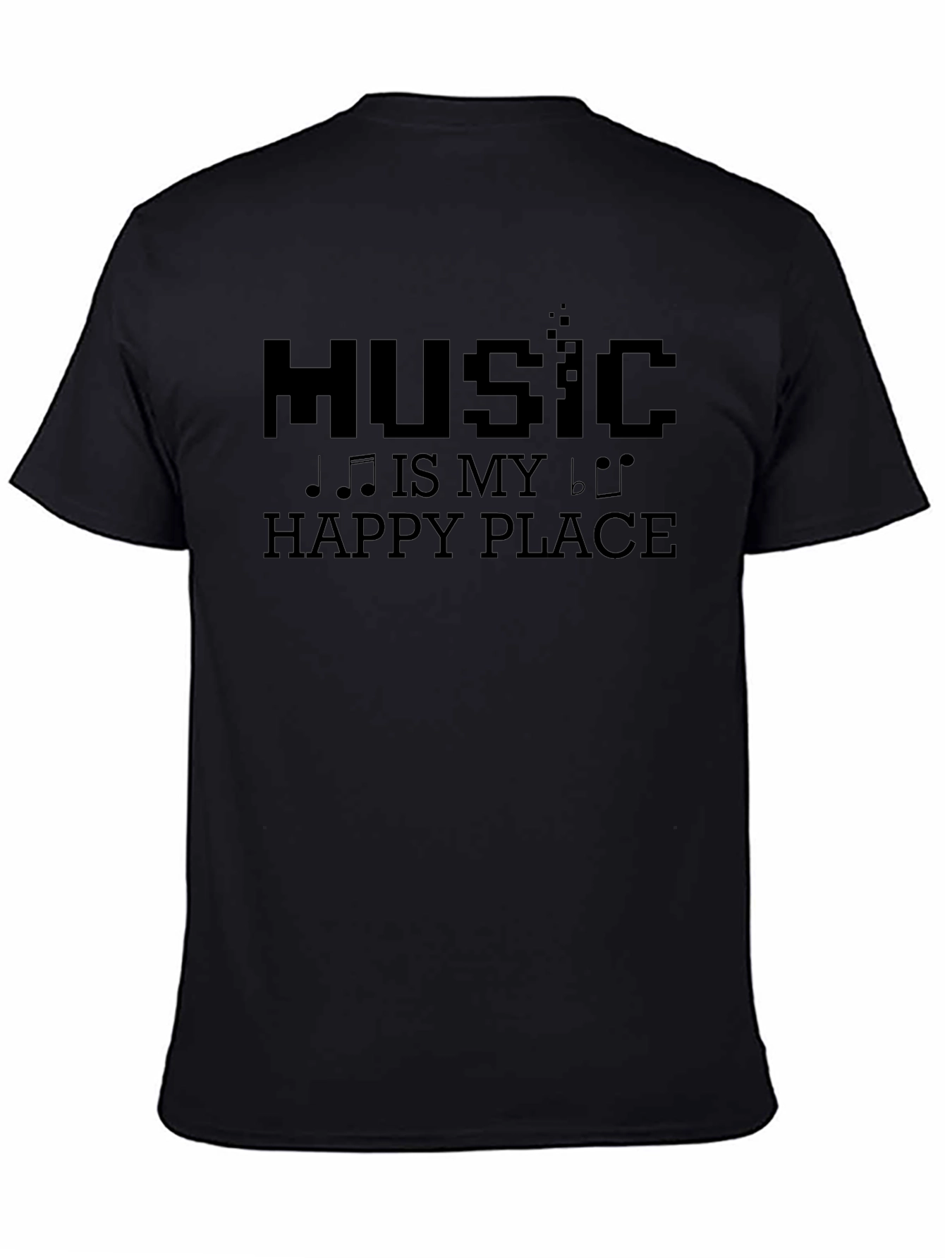 Music is My Happy Place Black T-Shirt
