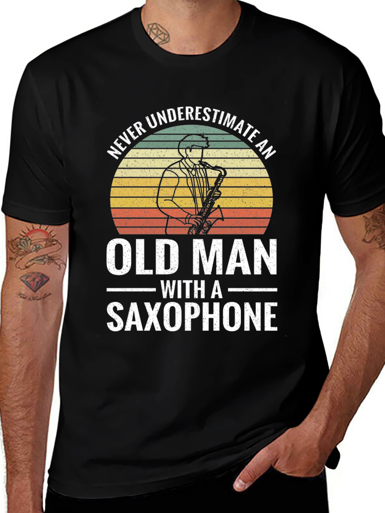 Saxophone Old Man T-Shirt - Musician Gift