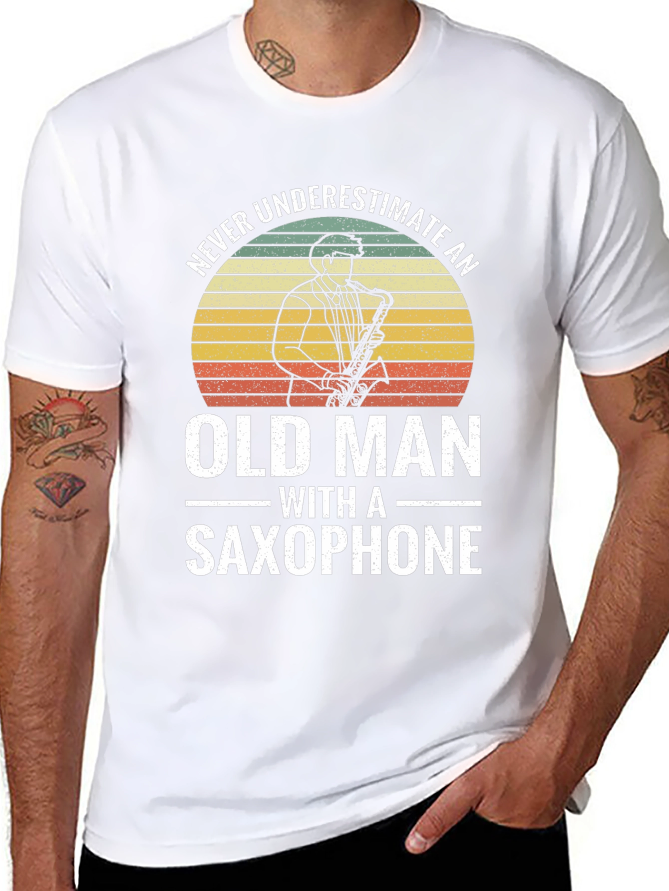Saxophone Old Man T-Shirt - Musician Gift