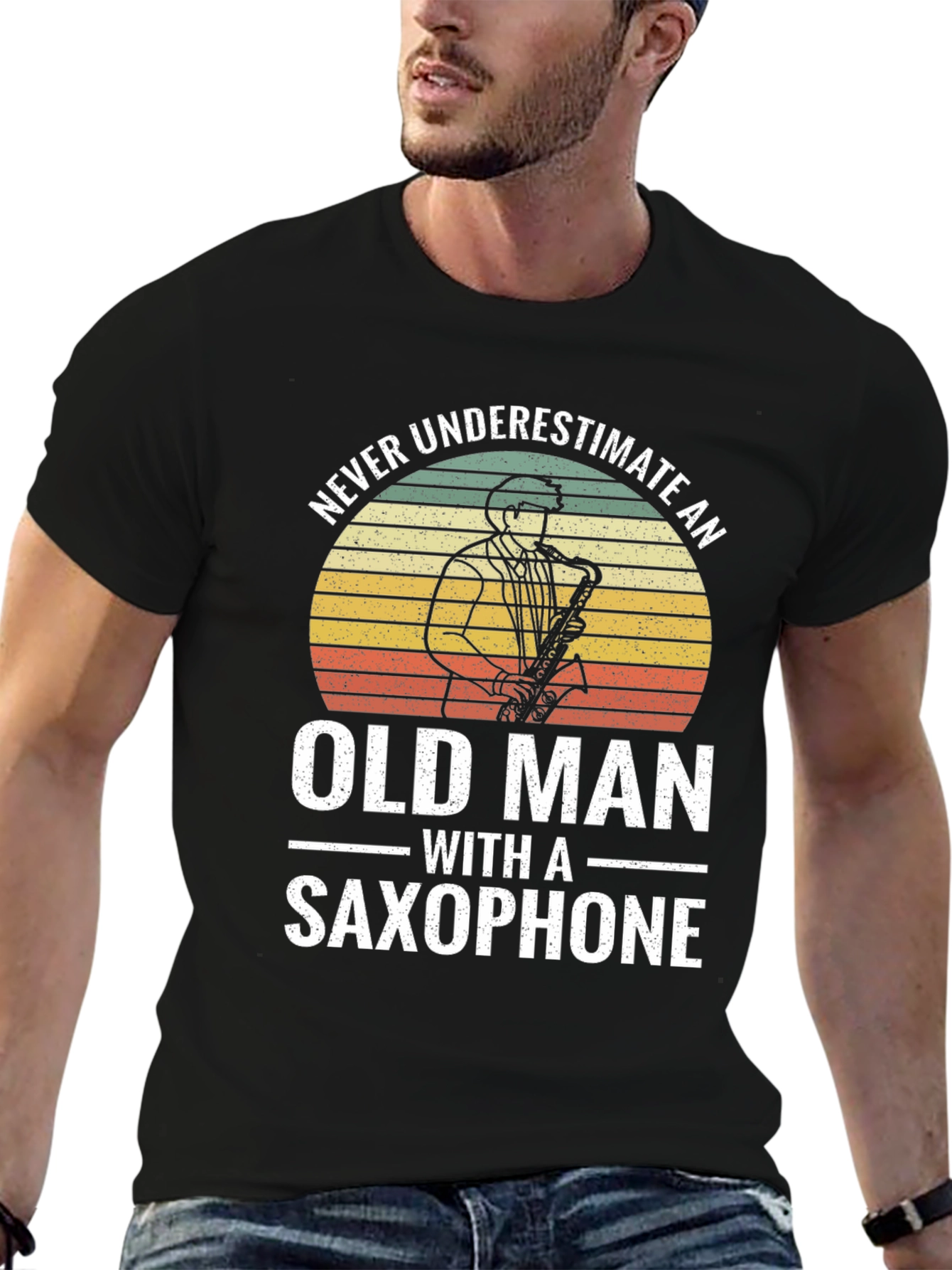 Saxophone Old Man T-Shirt - Musician Gift