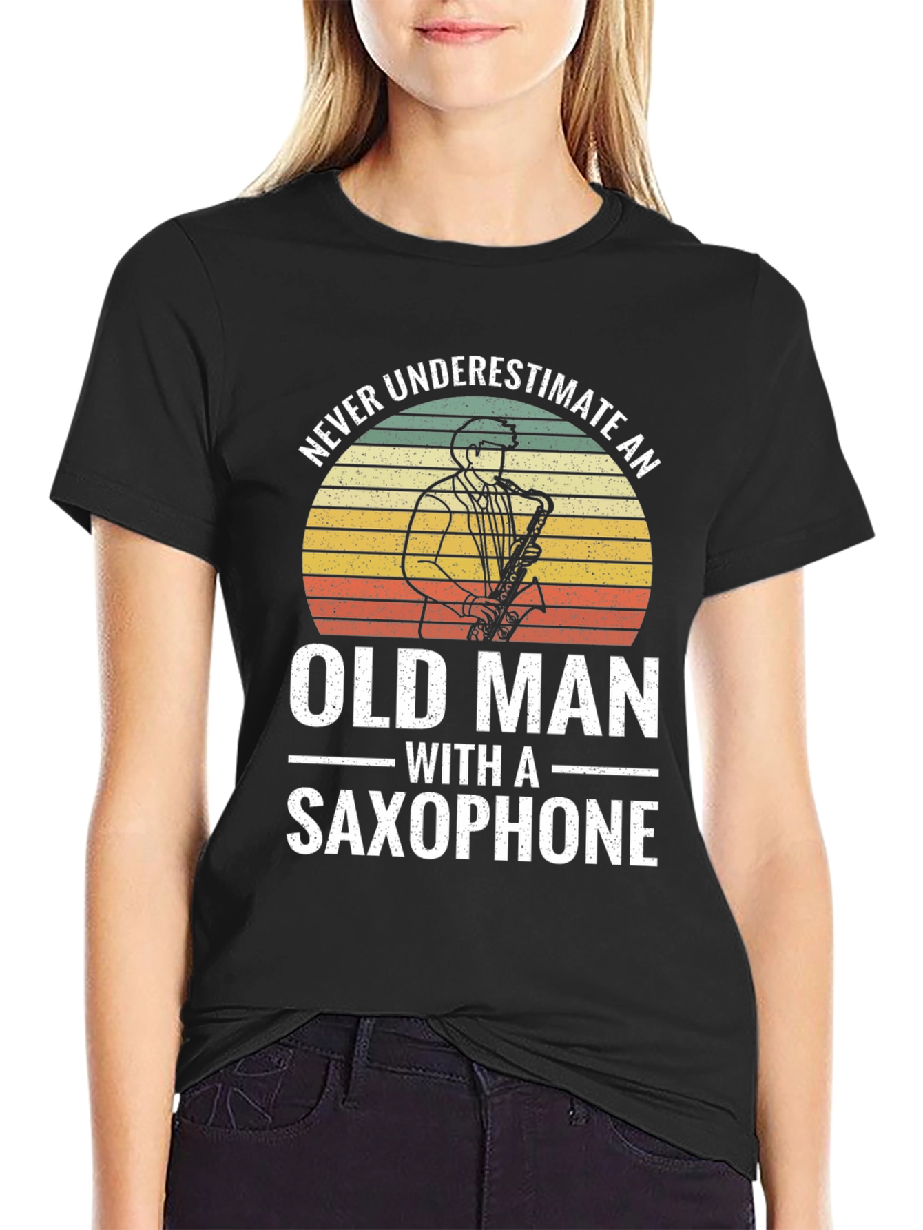 Saxophone Old Man T-Shirt - Musician Gift