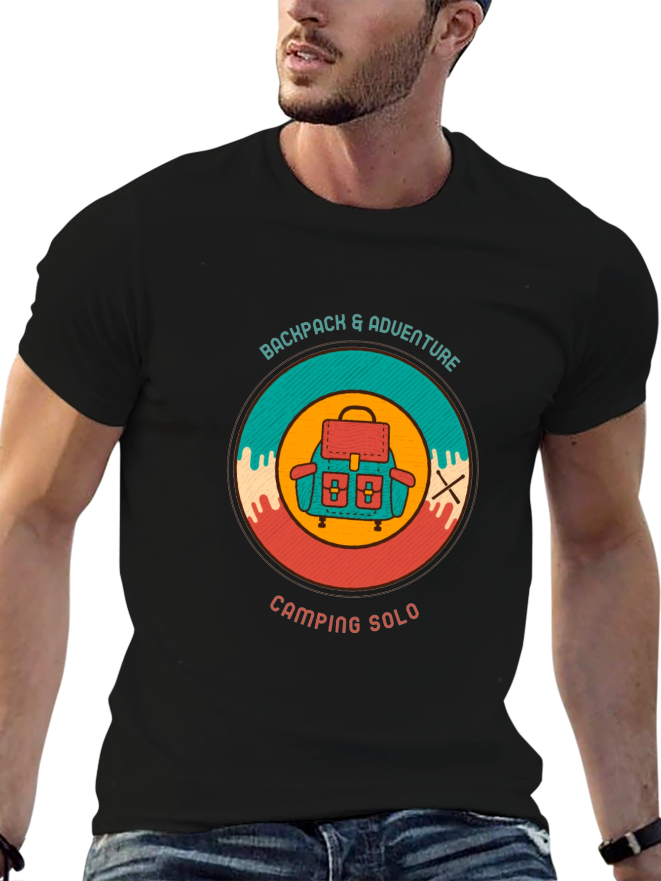 Backpack Adventure T-Shirt Camping Solo Design