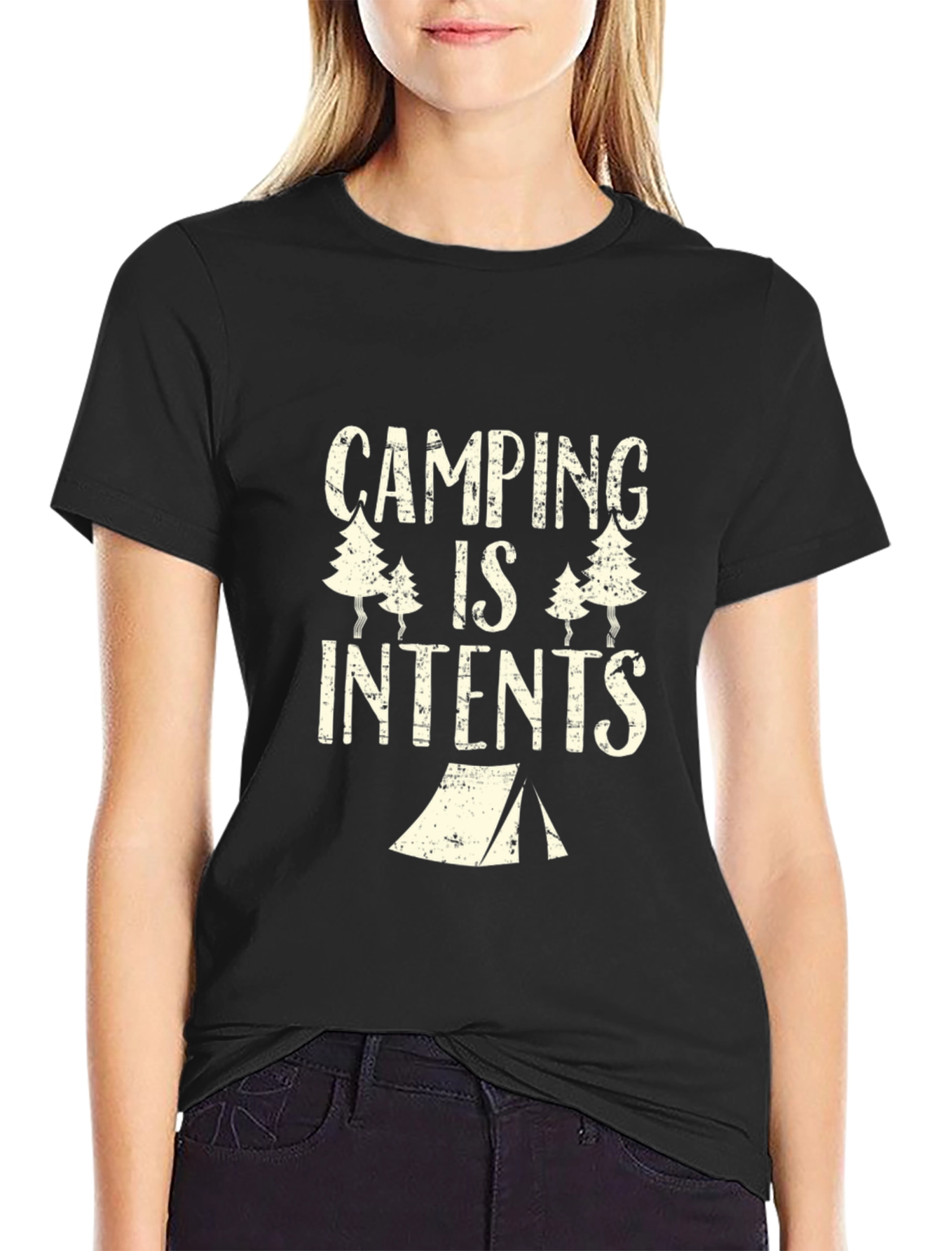 Camping Is Intents T-Shirt - Black