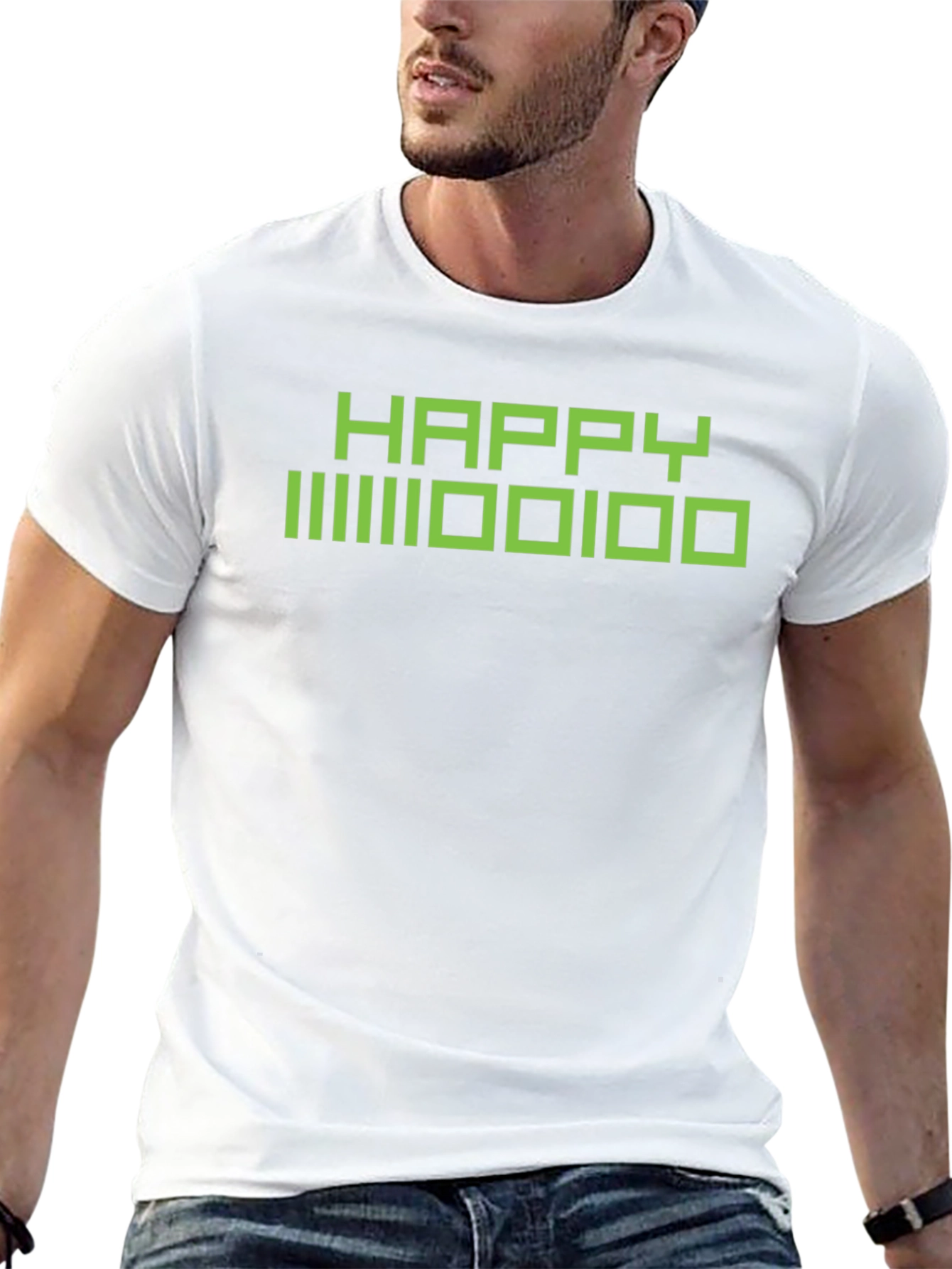 Happy Binary Code Graphic T-Shirt
