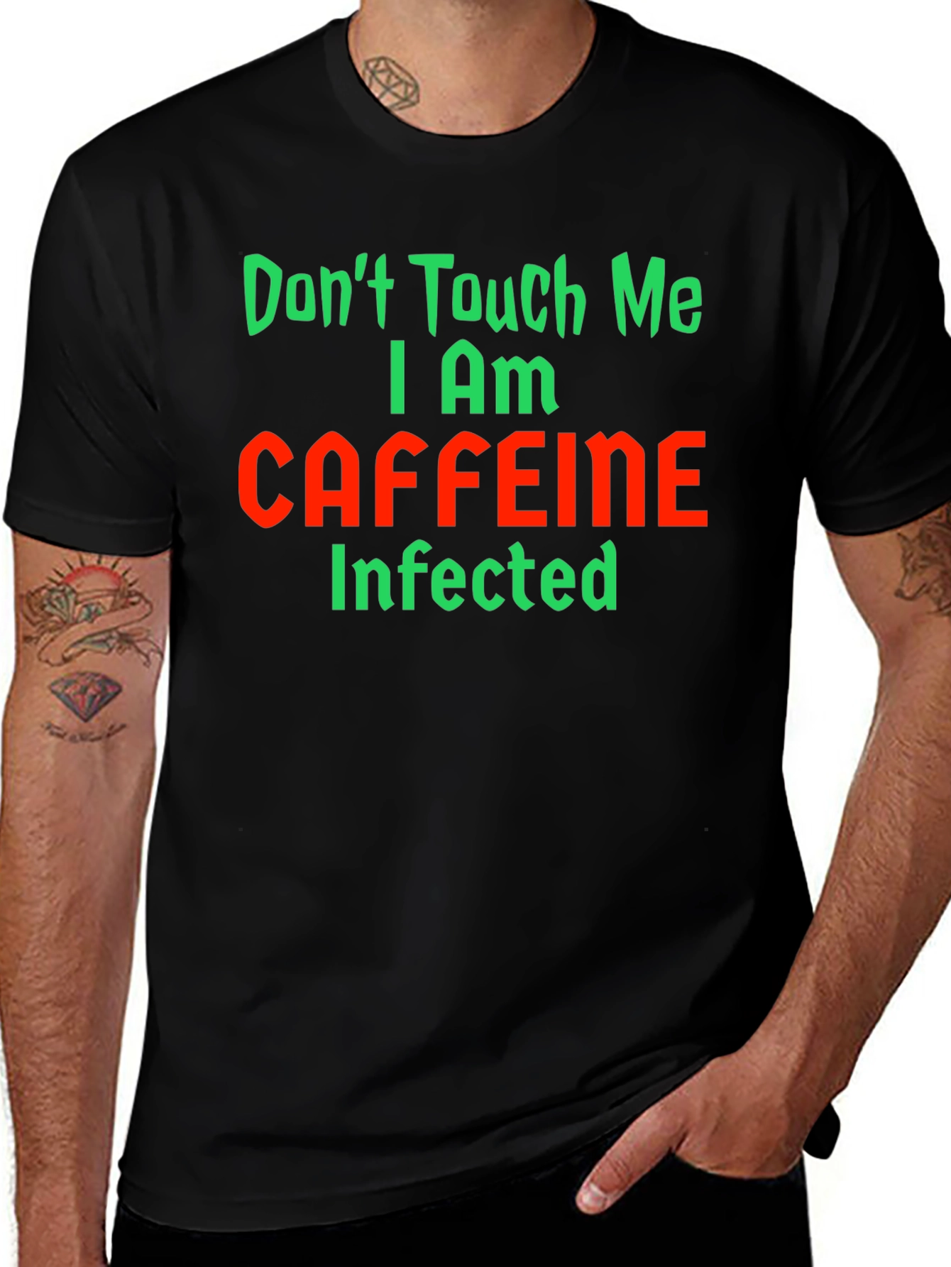 Caffeine Infected Graphic T-Shirt - Funny Novelty Tee