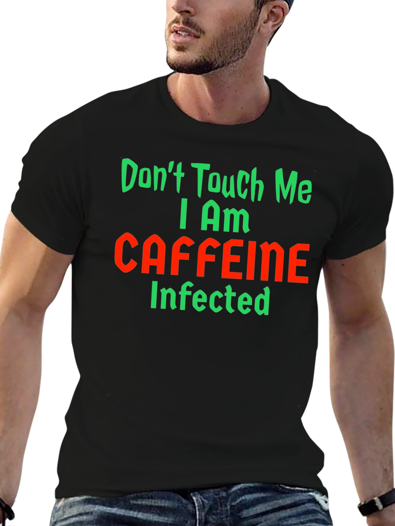 Caffeine Infected Graphic T-Shirt - Funny Novelty Tee