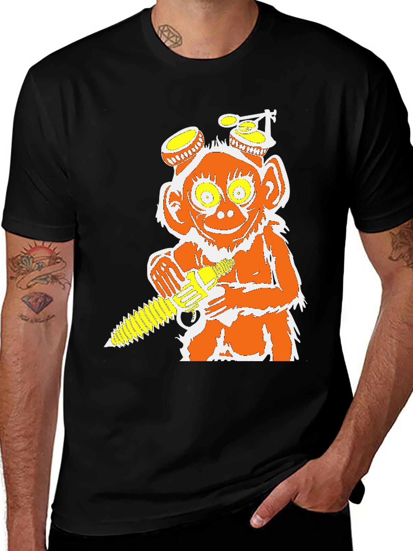 Monkey Chainsaw Graphic Tee - Unique Design T-Shirt