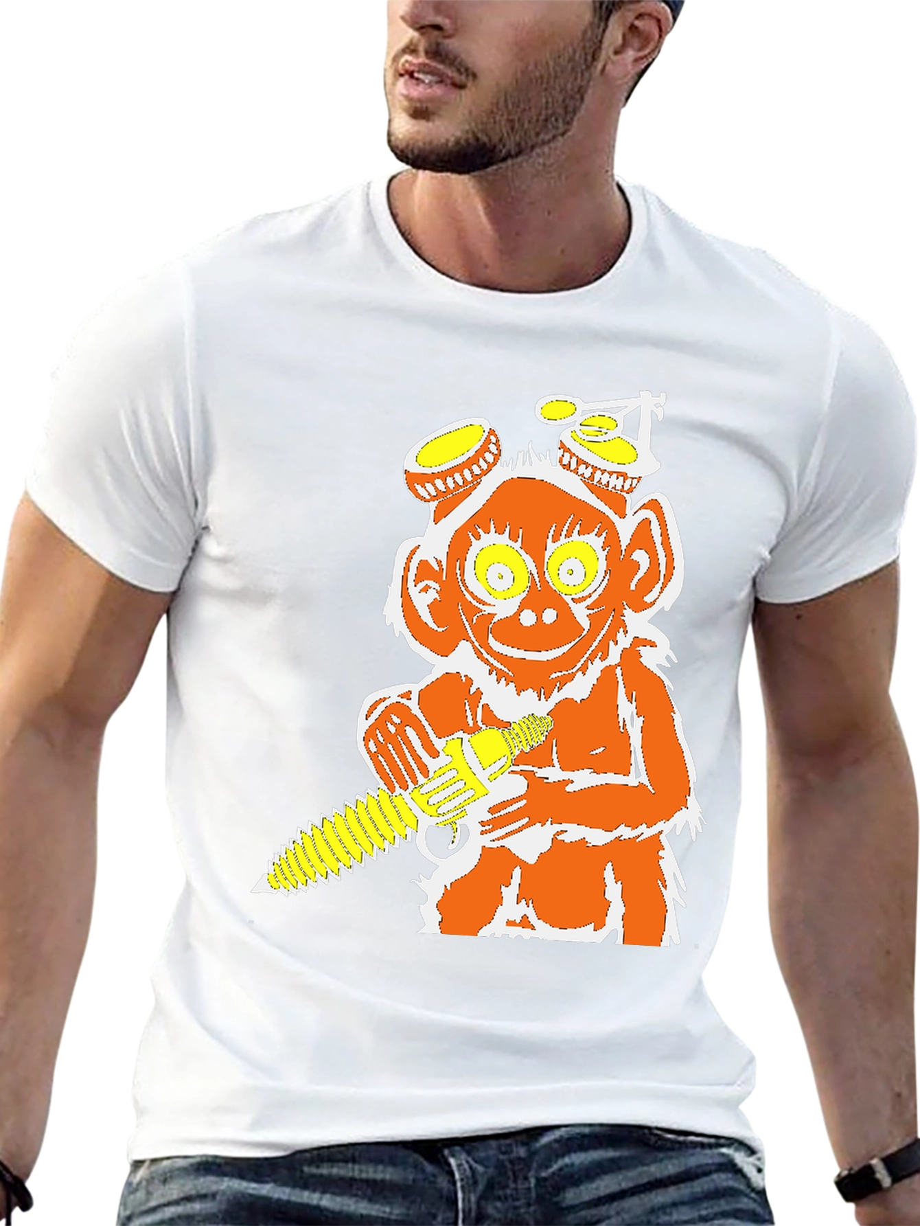Monkey Chainsaw Graphic Tee - Unique Design T-Shirt