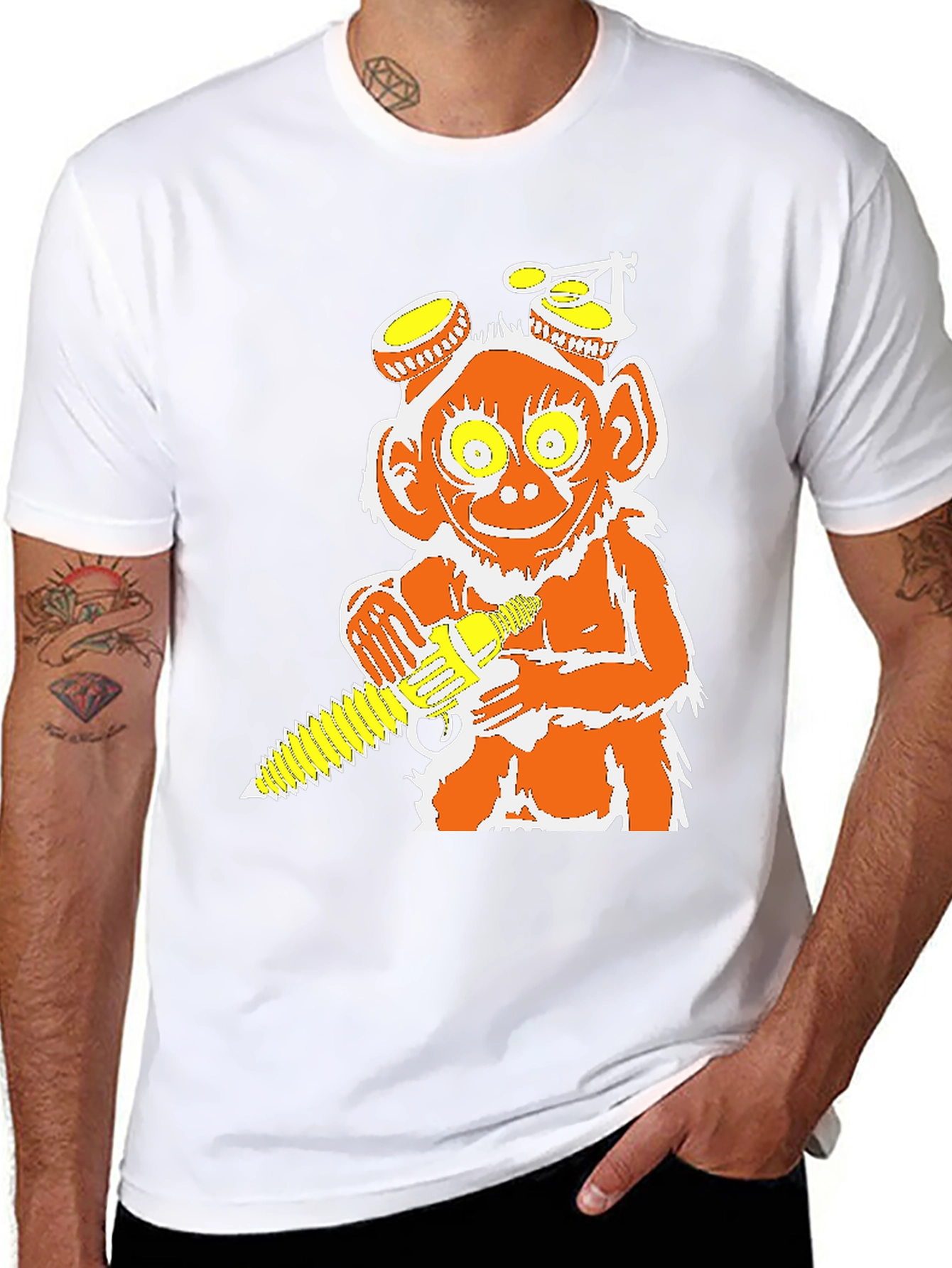 Monkey Chainsaw Graphic Tee - Unique Design T-Shirt