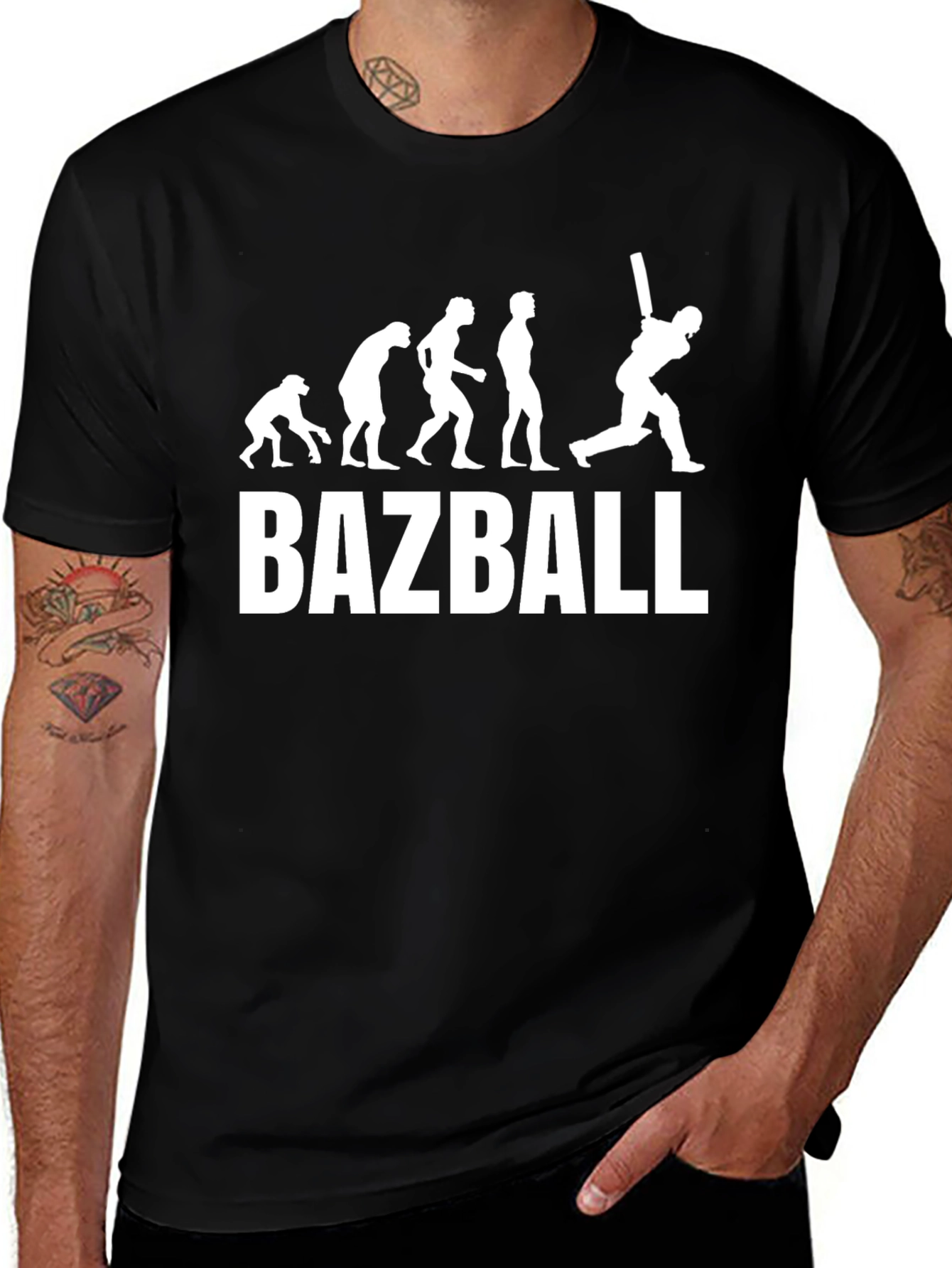 BAZBALL Evolution Graphic T-Shirt - Cricket Fan Tee