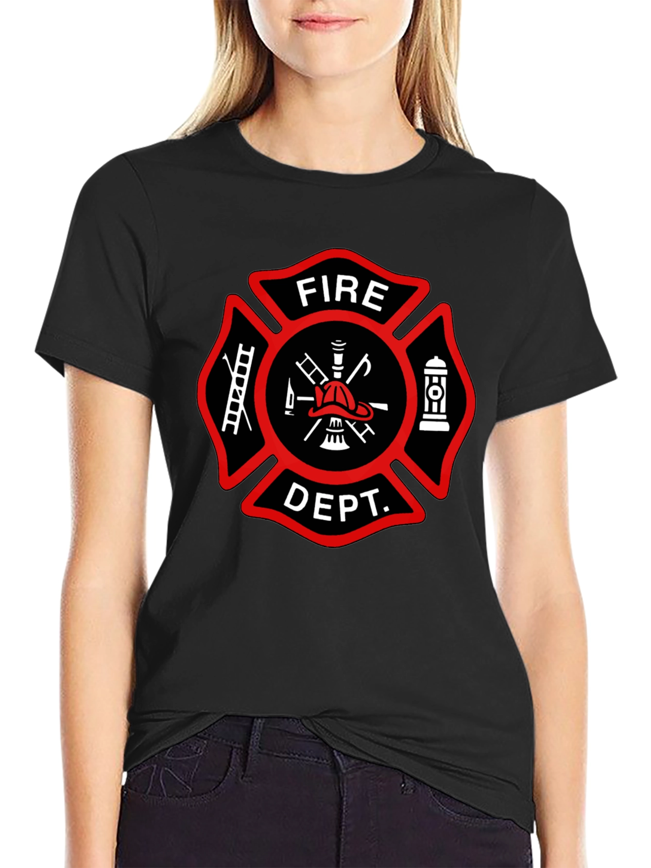 Fire Department T-Shirt Maltese Cross Design