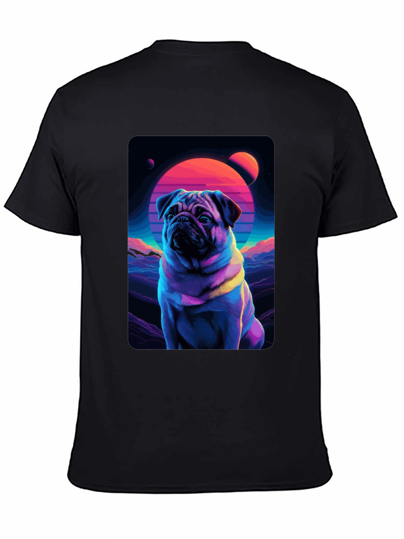 Retro Pug T-Shirt - Vaporwave Dog Design