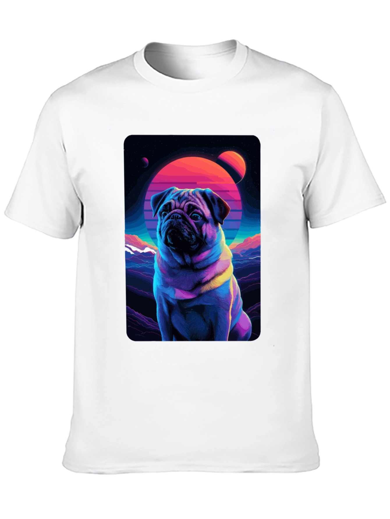 Retro Pug T-Shirt - Vaporwave Dog Design