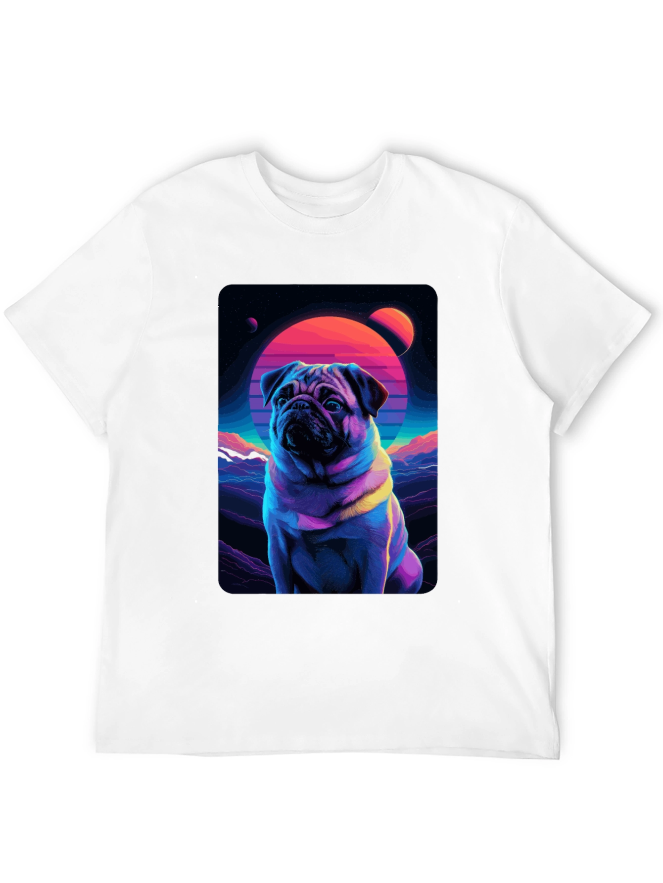 Retro Pug T-Shirt - Vaporwave Dog Design