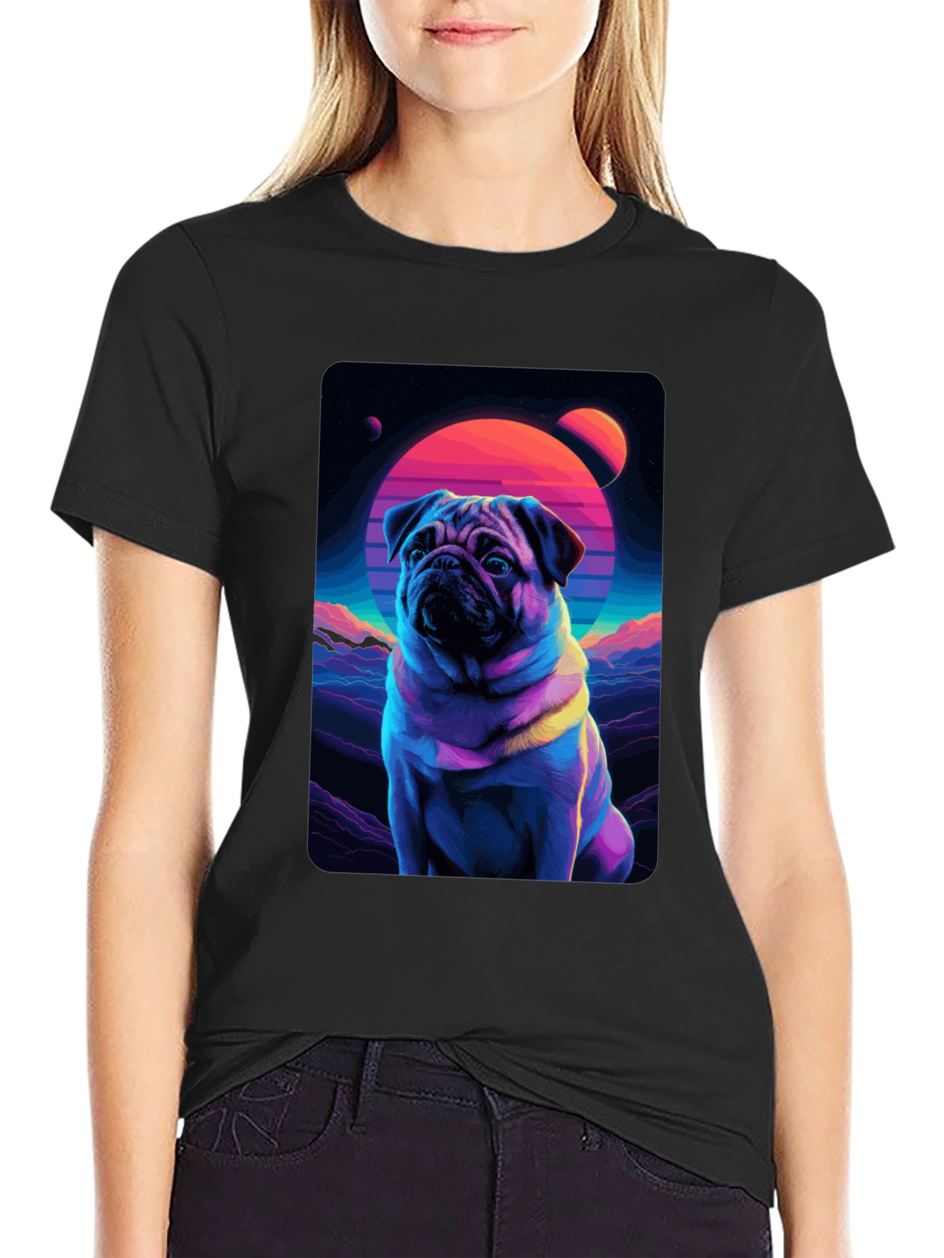 Retro Pug T-Shirt - Vaporwave Dog Design