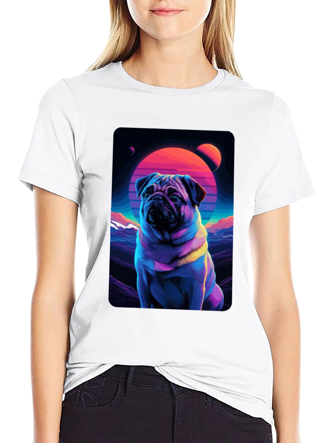 Retro Pug T-Shirt - Vaporwave Dog Design