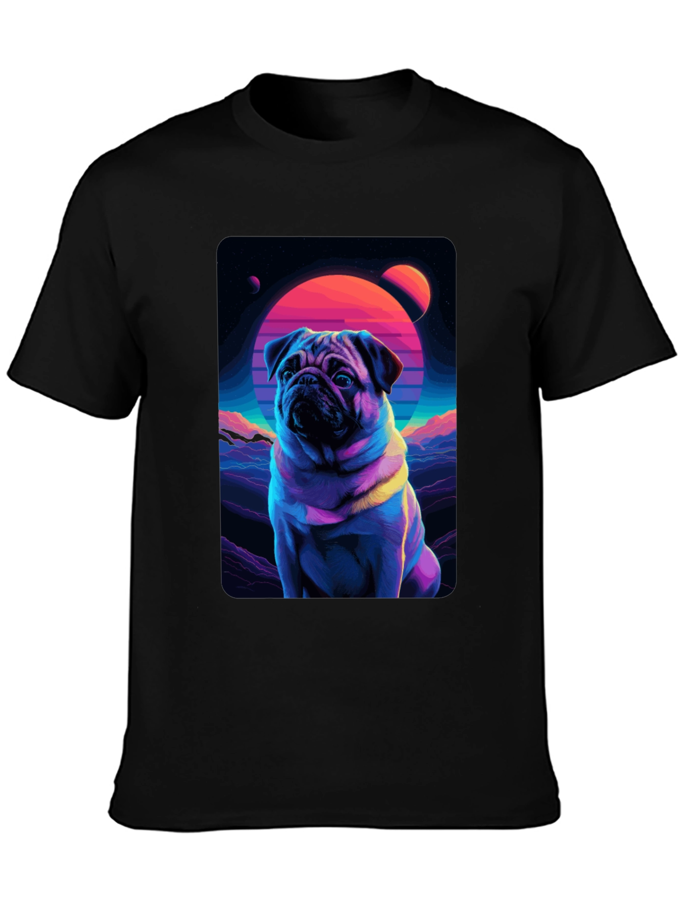 Retro Pug T-Shirt - Vaporwave Dog Design