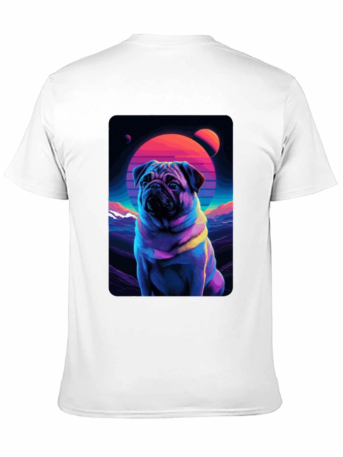 Retro Pug T-Shirt - Vaporwave Dog Design