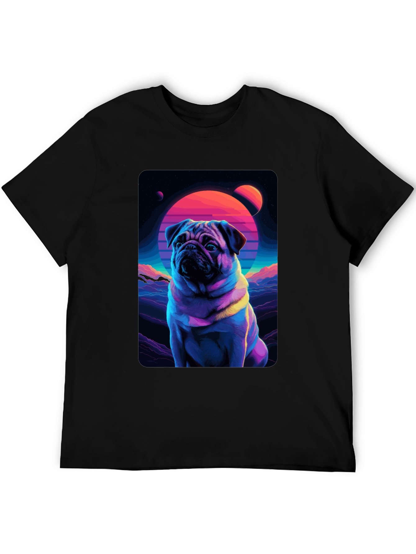 Retro Pug T-Shirt - Vaporwave Dog Design