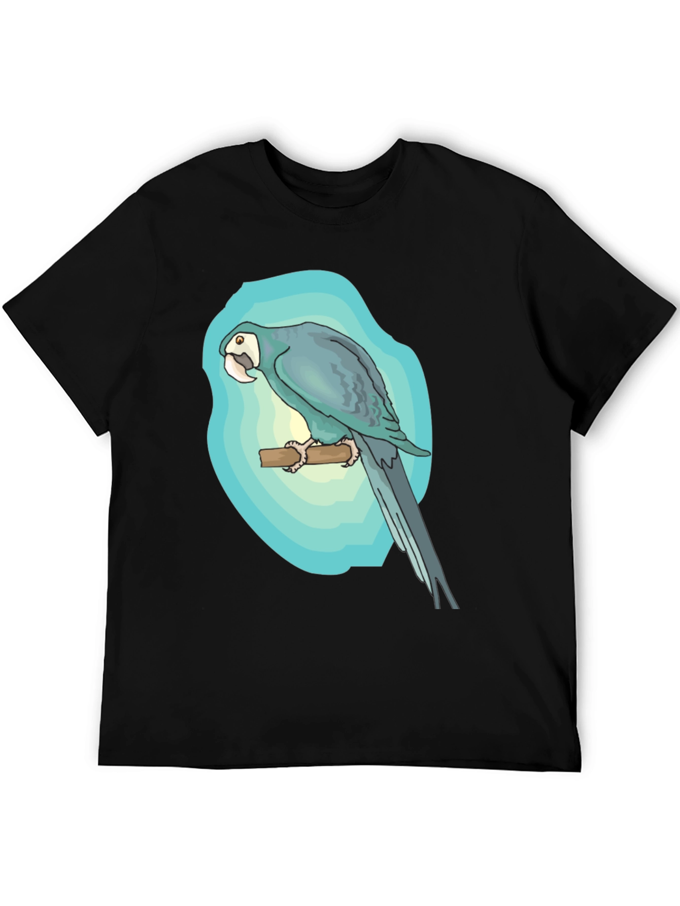 Parrot Graphic Black T-Shirt - Tropical Bird Tee