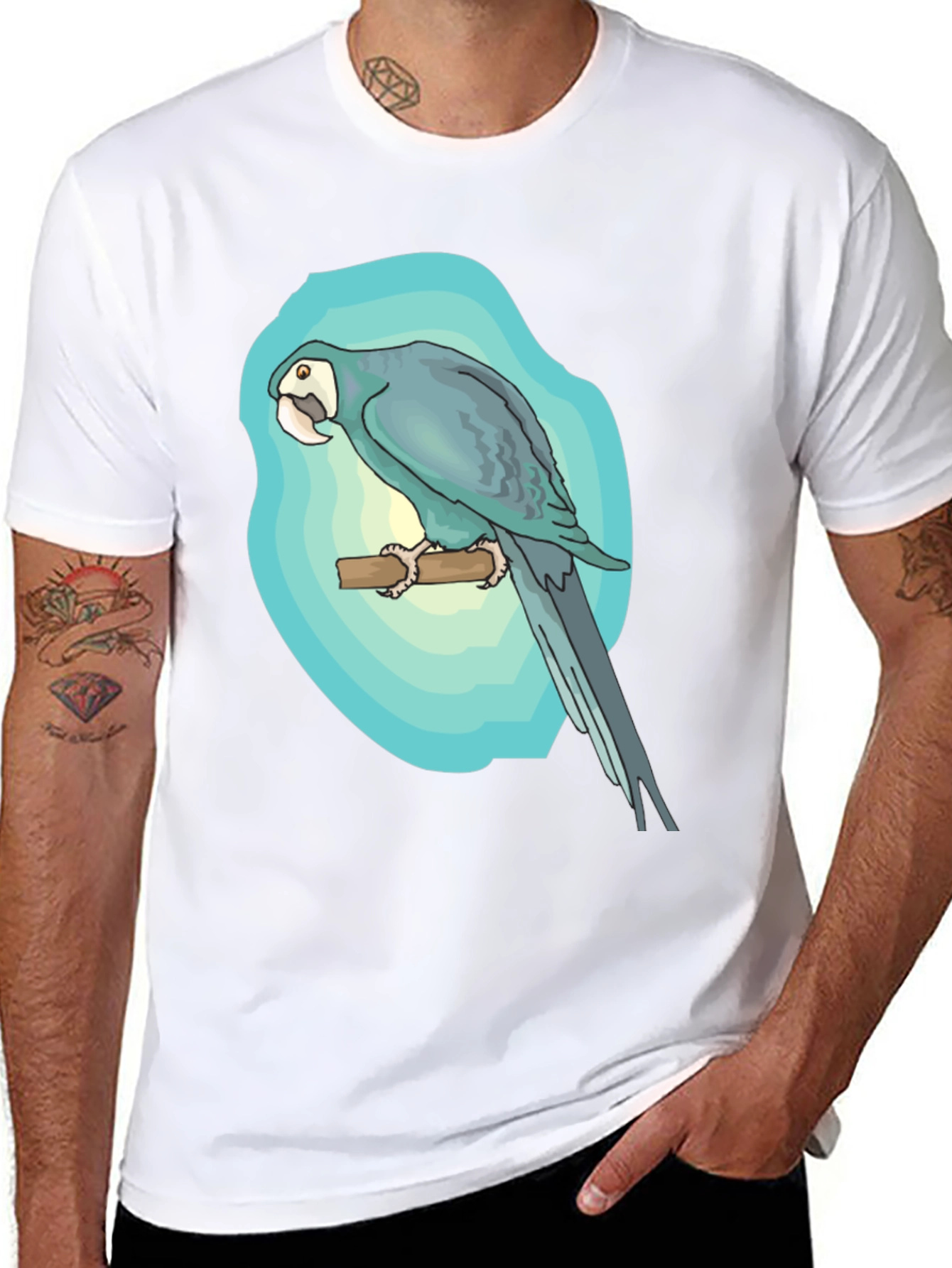 Parrot Graphic Black T-Shirt - Tropical Bird Tee