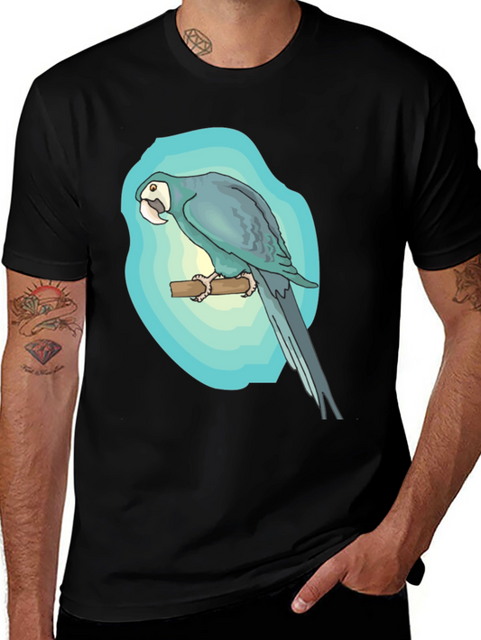 Parrot Graphic Black T-Shirt - Tropical Bird Tee