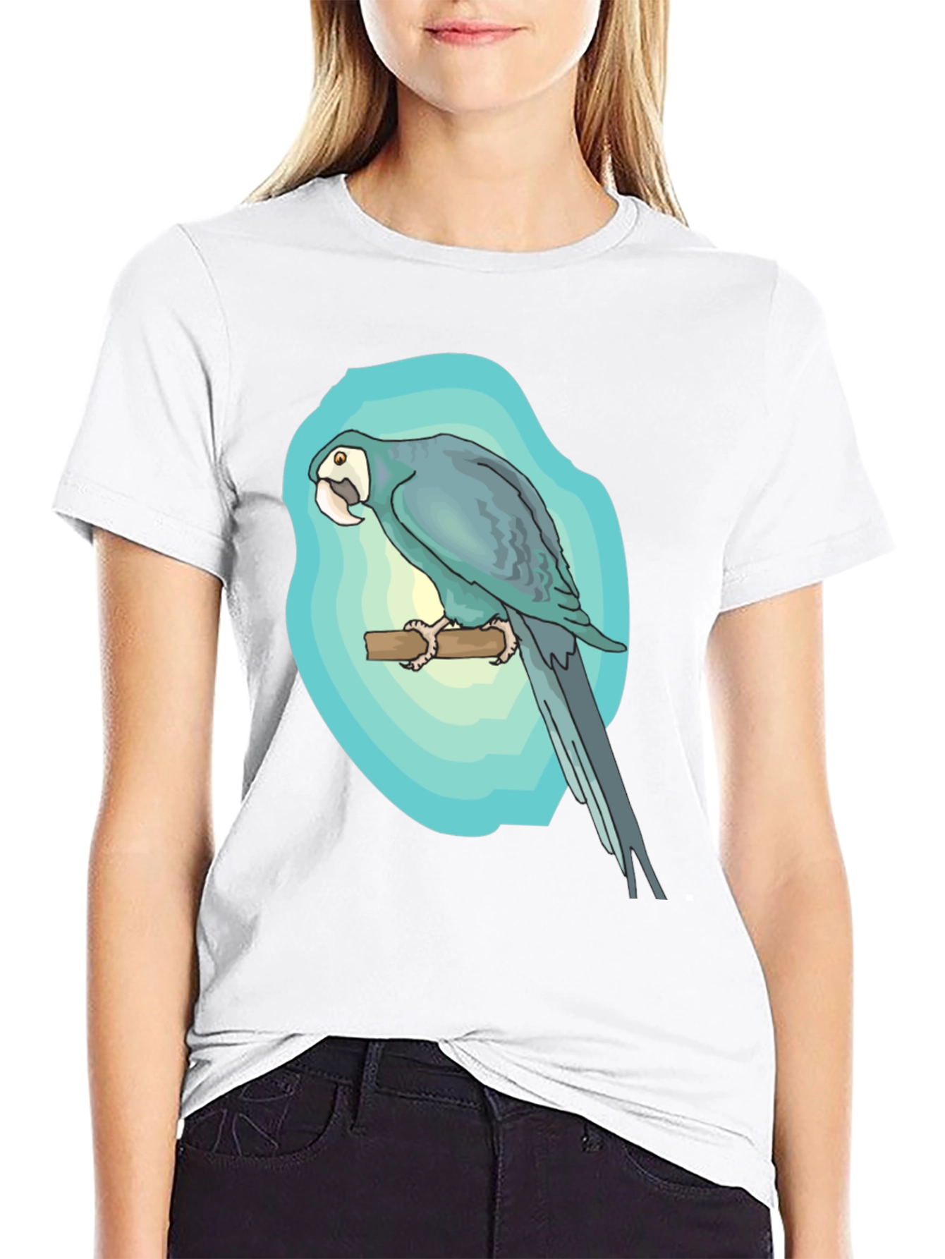 Parrot Graphic Black T-Shirt - Tropical Bird Tee