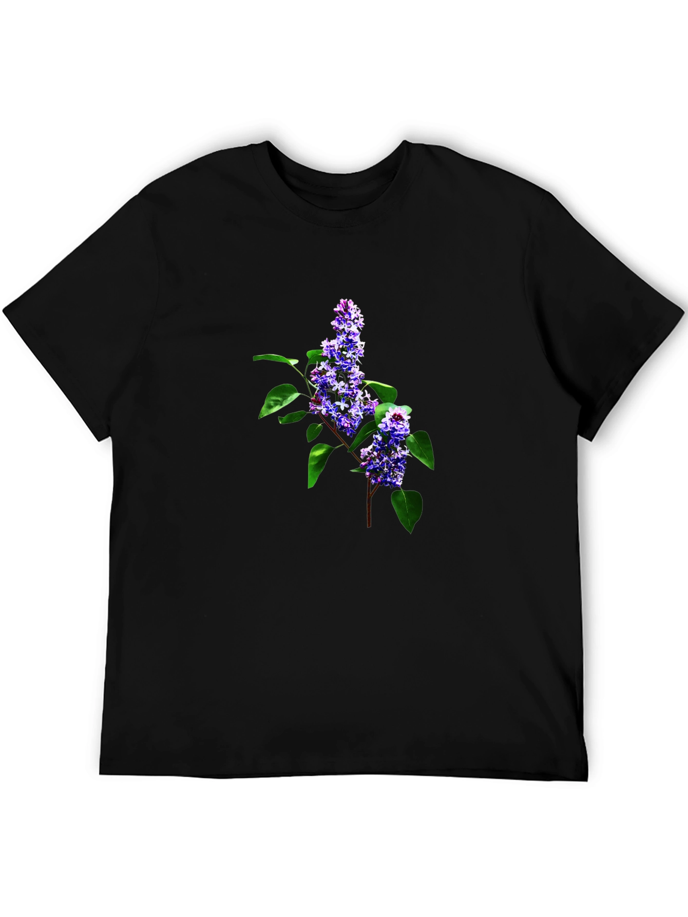 Floral Print Crew Neck T-Shirt - Black