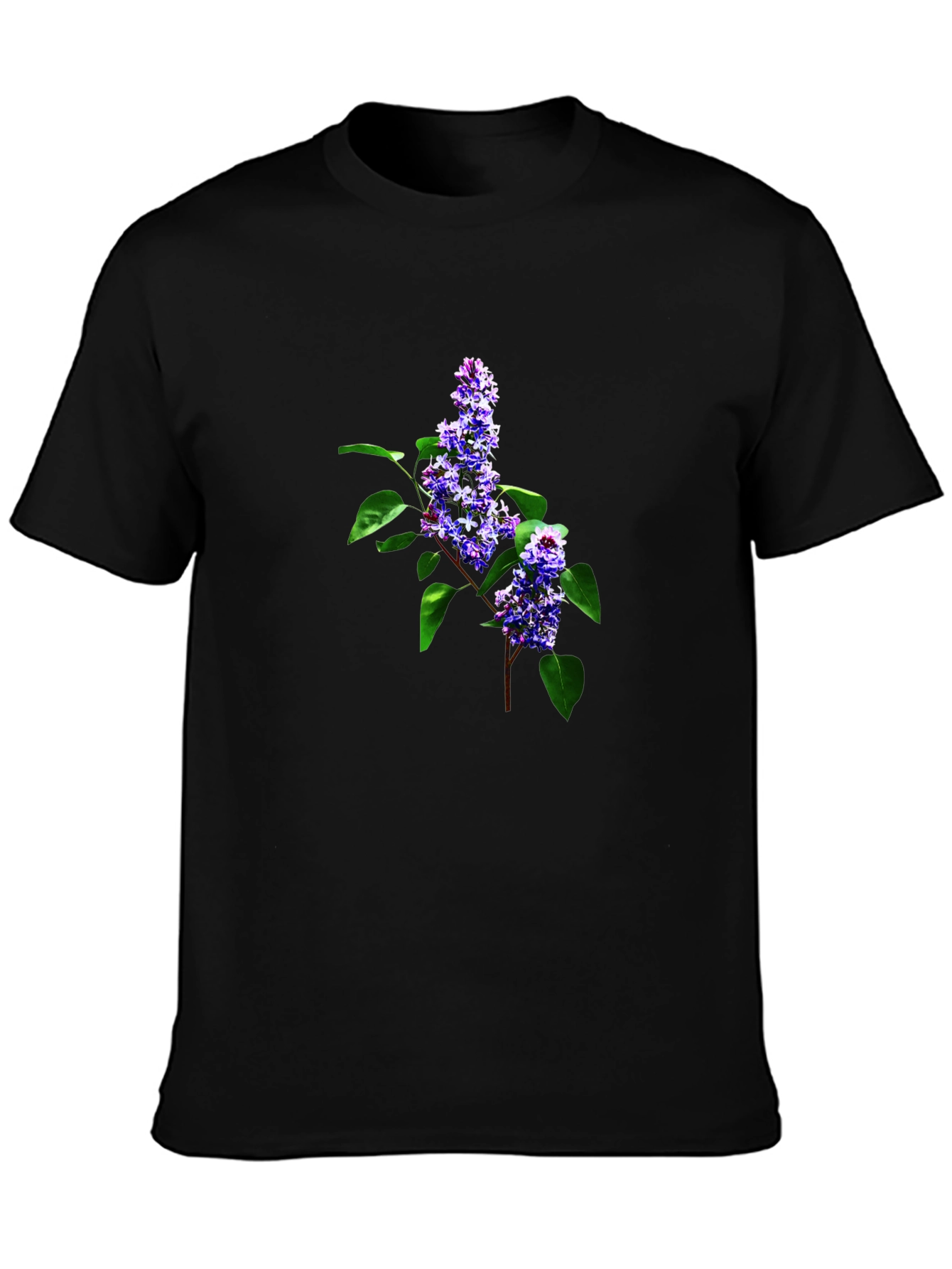 Floral Print Crew Neck T-Shirt - Black