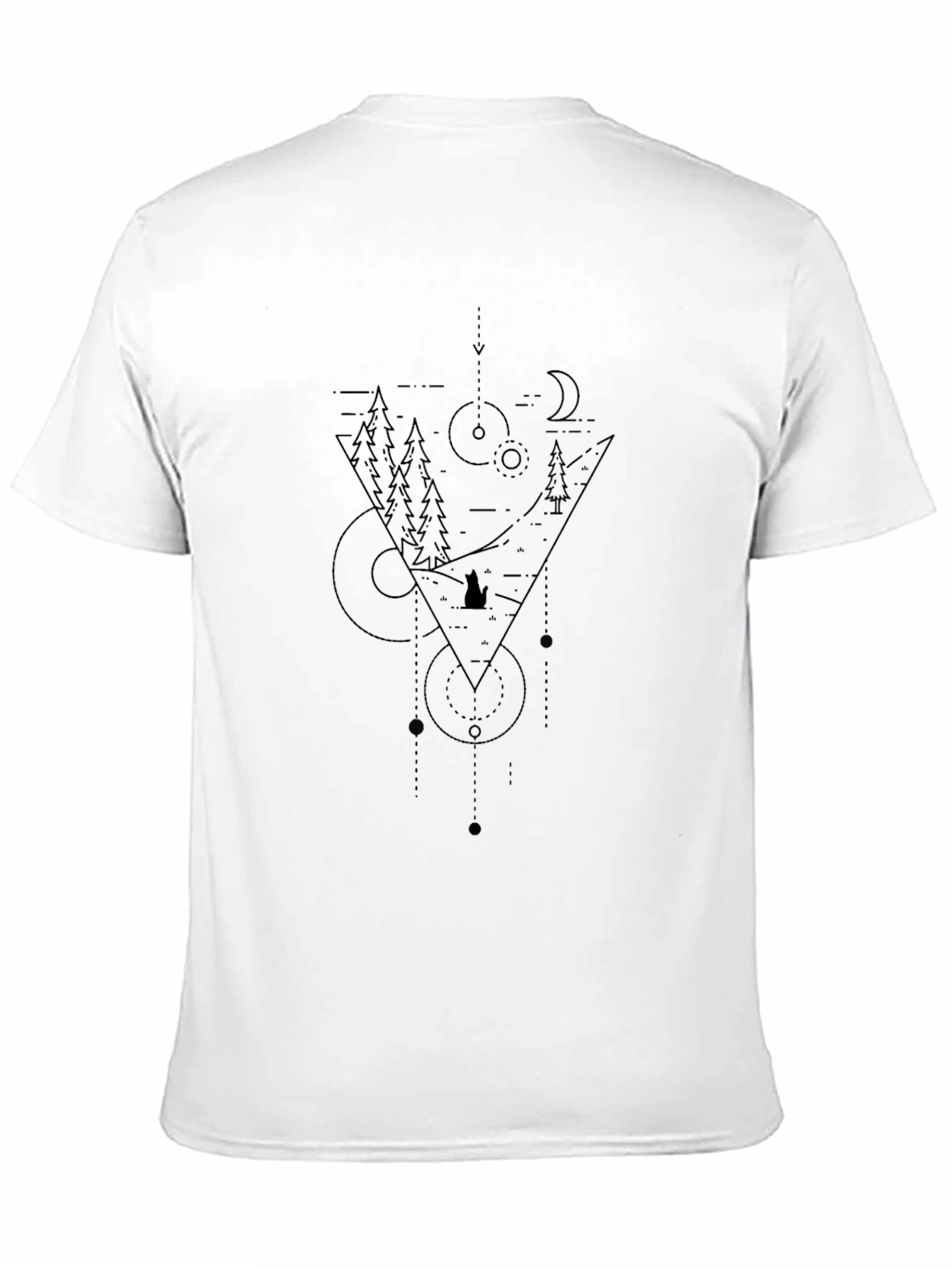Geometric Mountain Scene Black T-Shirt