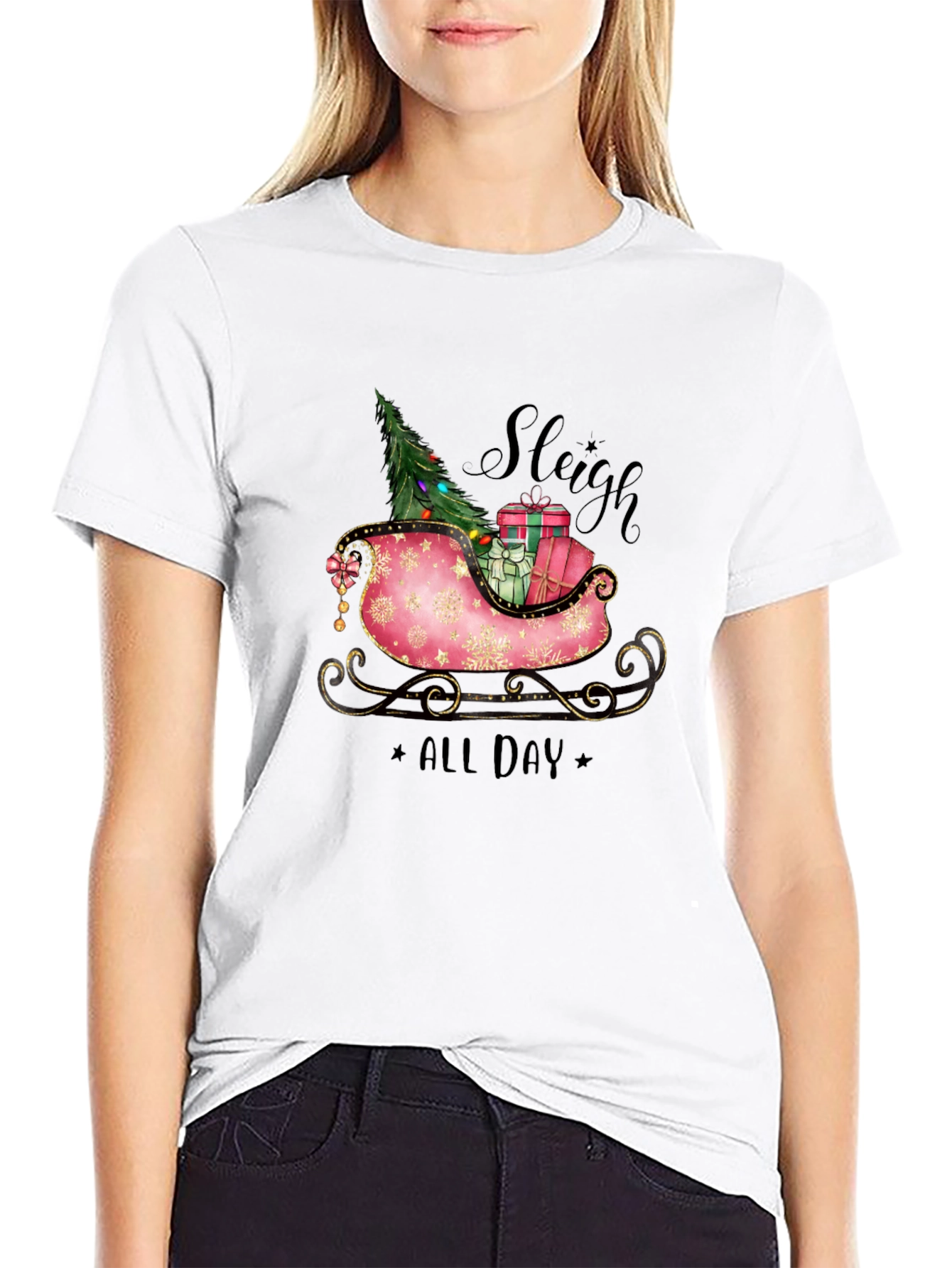 Sleigh All Day Christmas T-Shirt - Holiday Festive Wear