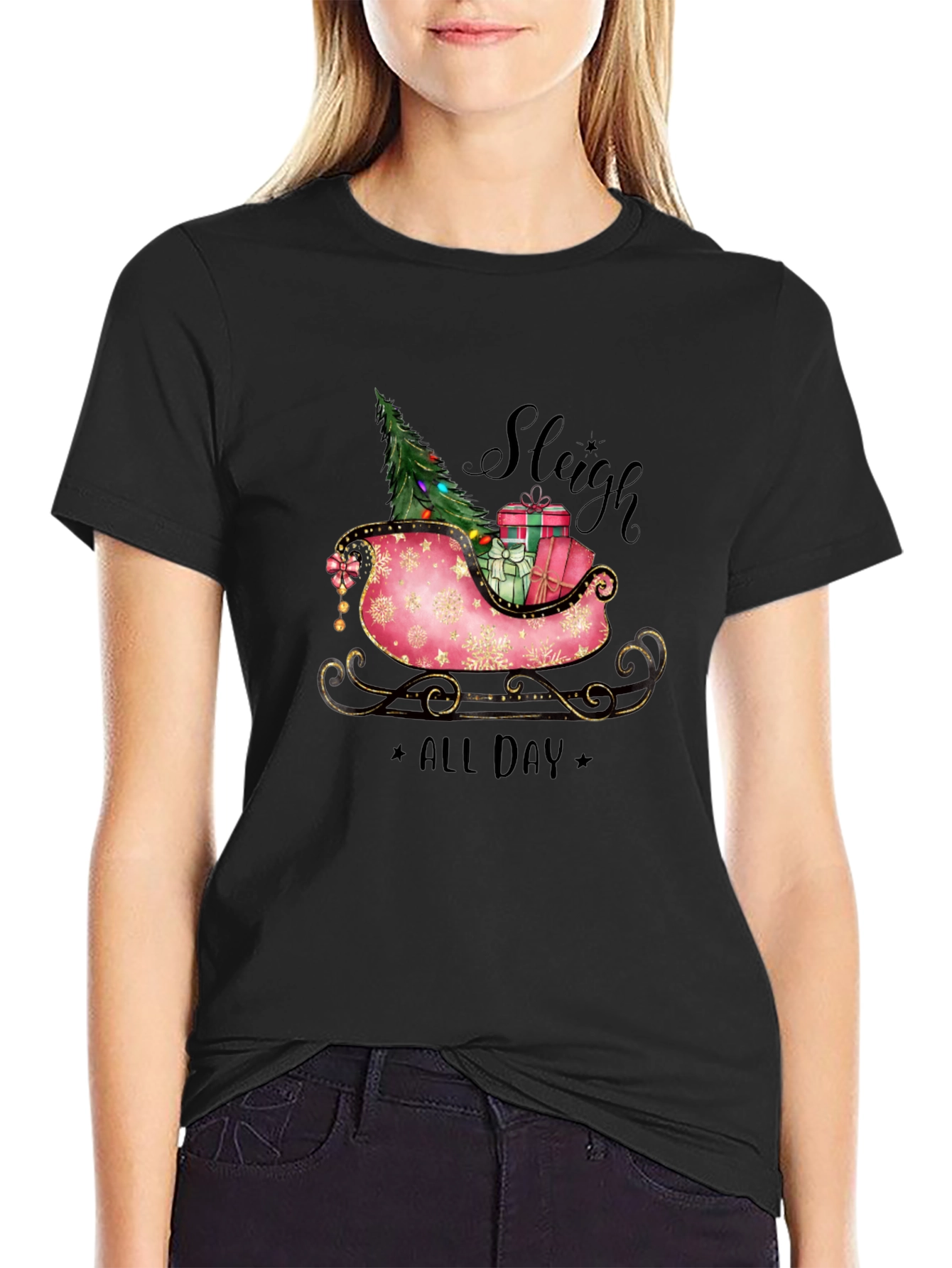 Sleigh All Day Christmas T-Shirt - Holiday Festive Wear
