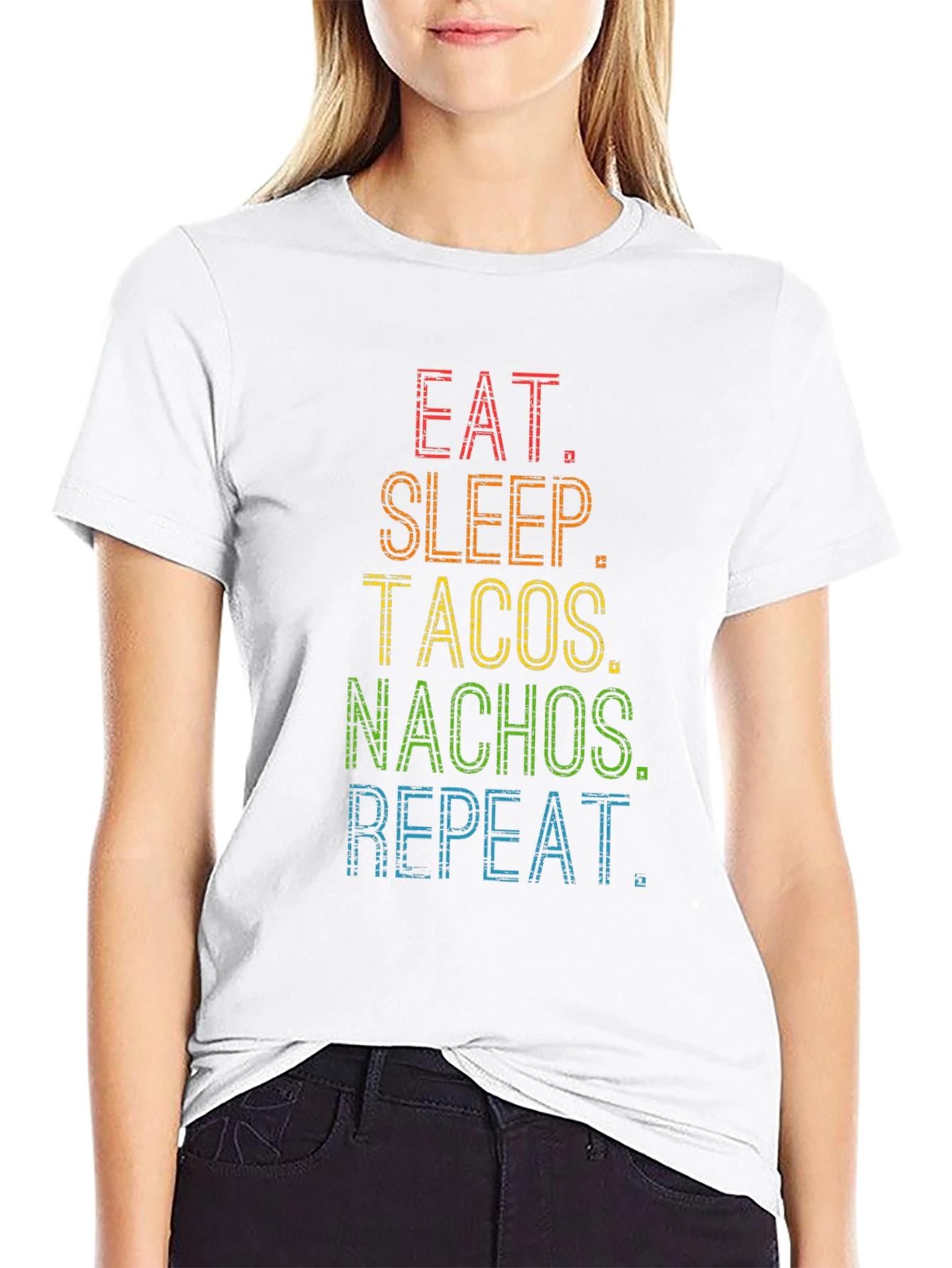 Eat Sleep Tacos Nachos Repeat Black T-Shirt