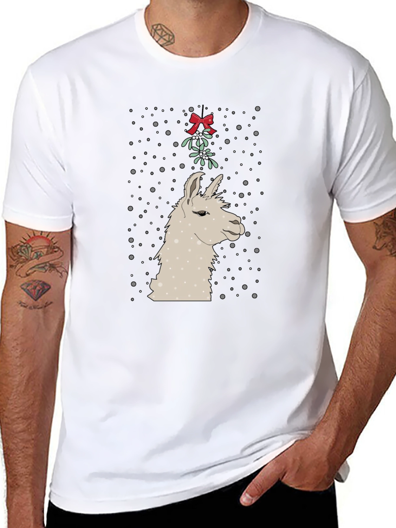 Llama Mistletoe Christmas Tee