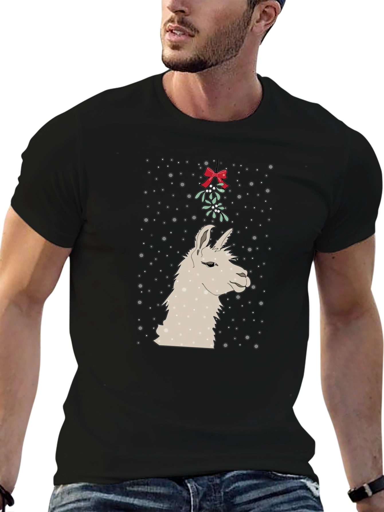 Llama Mistletoe Christmas Tee