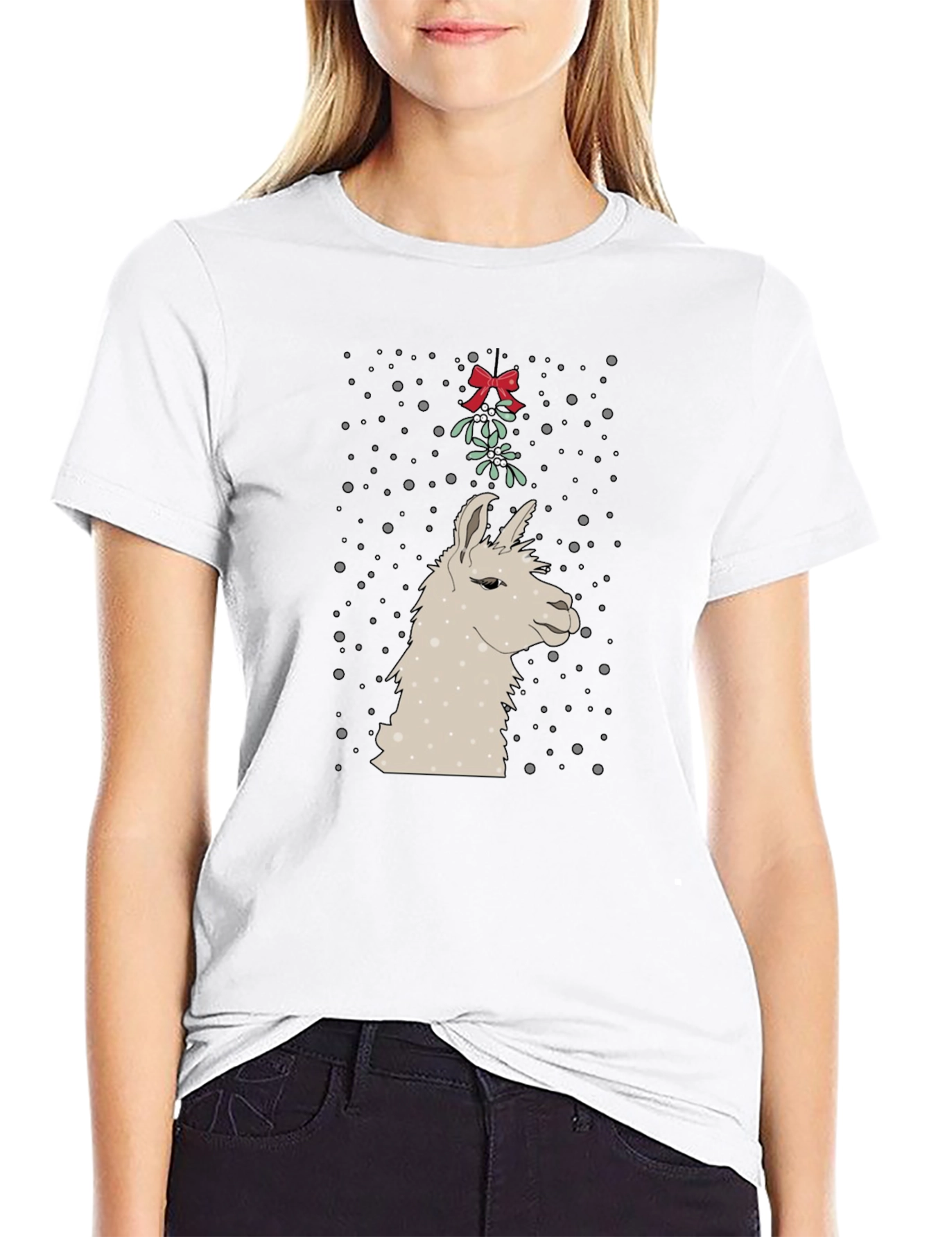Llama Mistletoe Christmas Tee