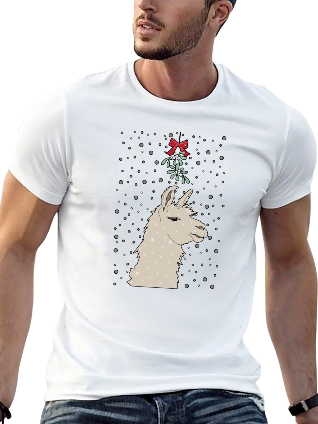 Llama Mistletoe Christmas Tee