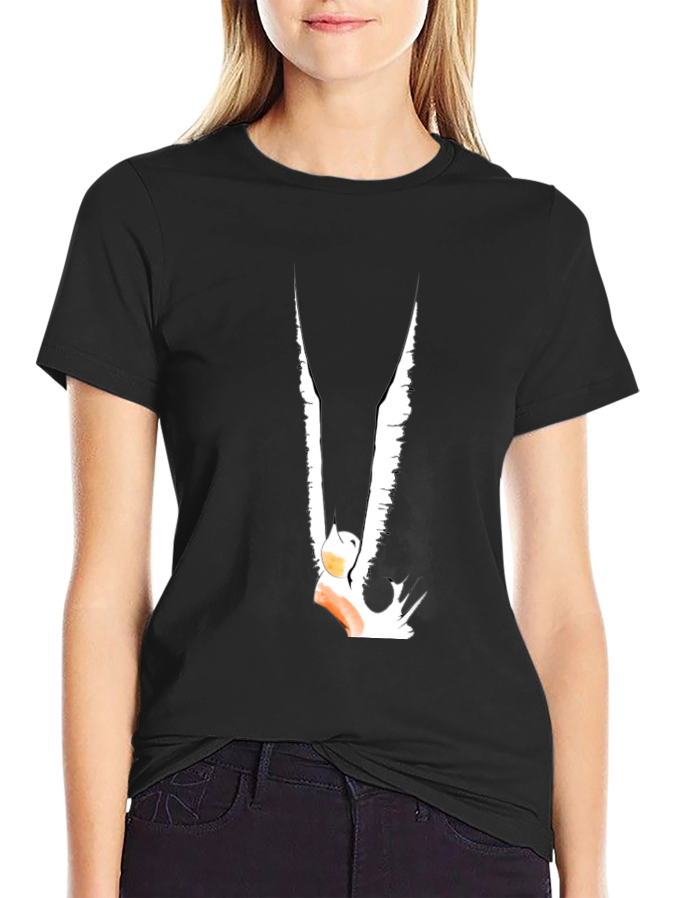 Black T-Shirt with Abstract Bird Graphic